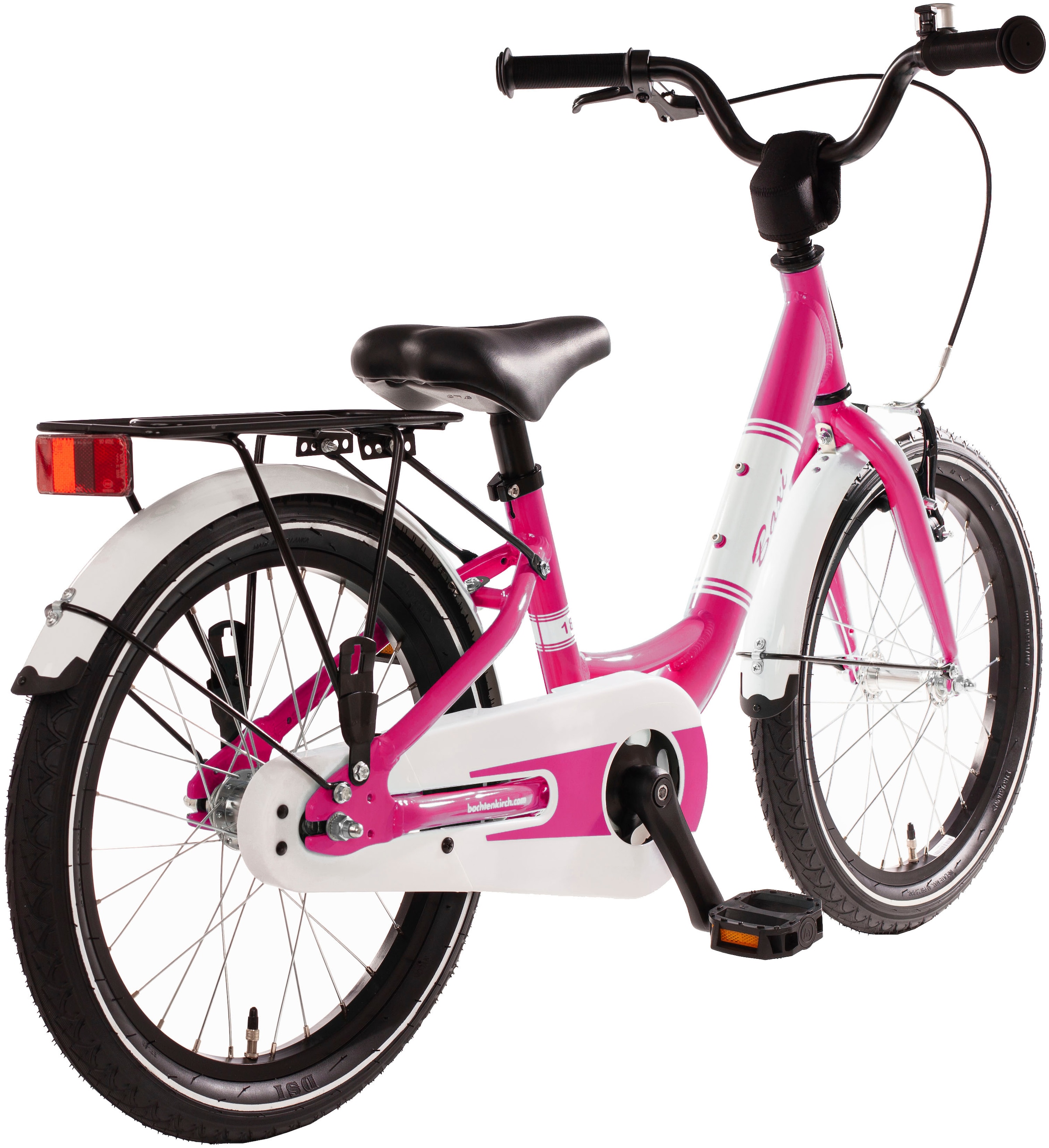 Bachtenkirch Kinderfahrrad »18" Baxi - pink«, 1 Gang, ohne Schaltung, (Packung), Alu Kinderfahrrad mit Vollausstattung, erhältlich in 14/16/18 Zoll