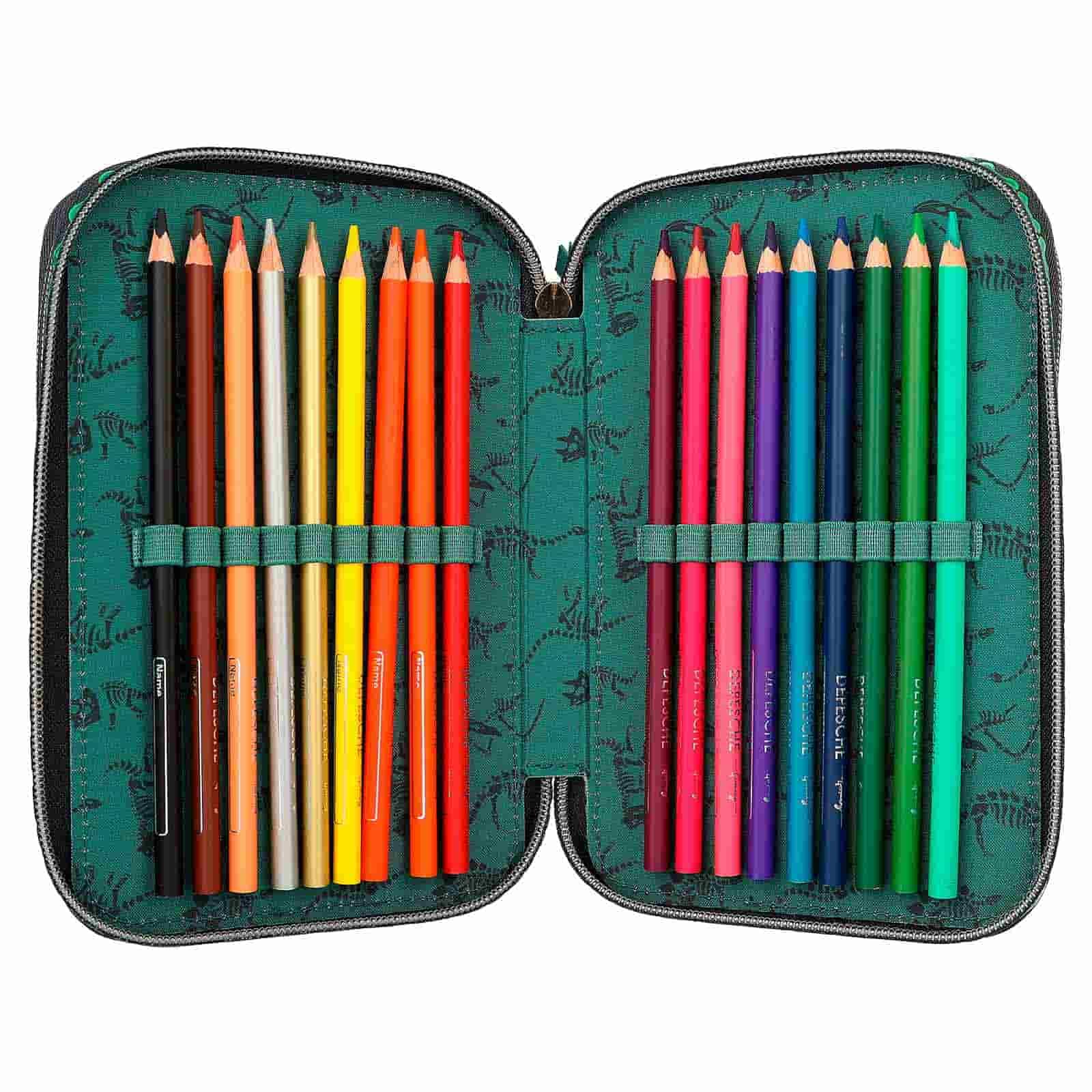Depesche Buntstift »3-Fach Federtasche mit 3D Effekt Dino World 20 x 13 cm grün«