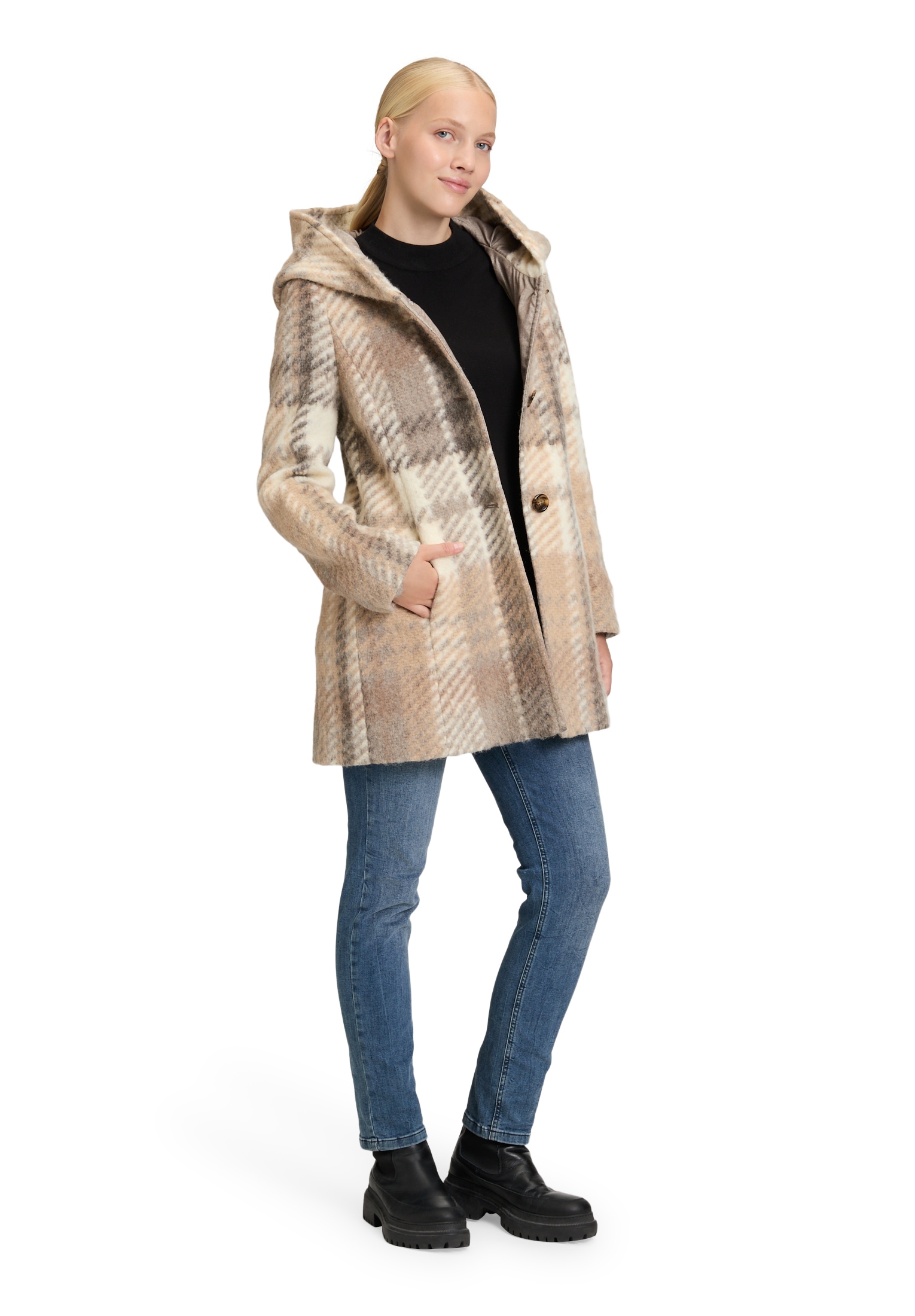 Amber & June Kurzjacke »Kurzmantel mit Kapuze«