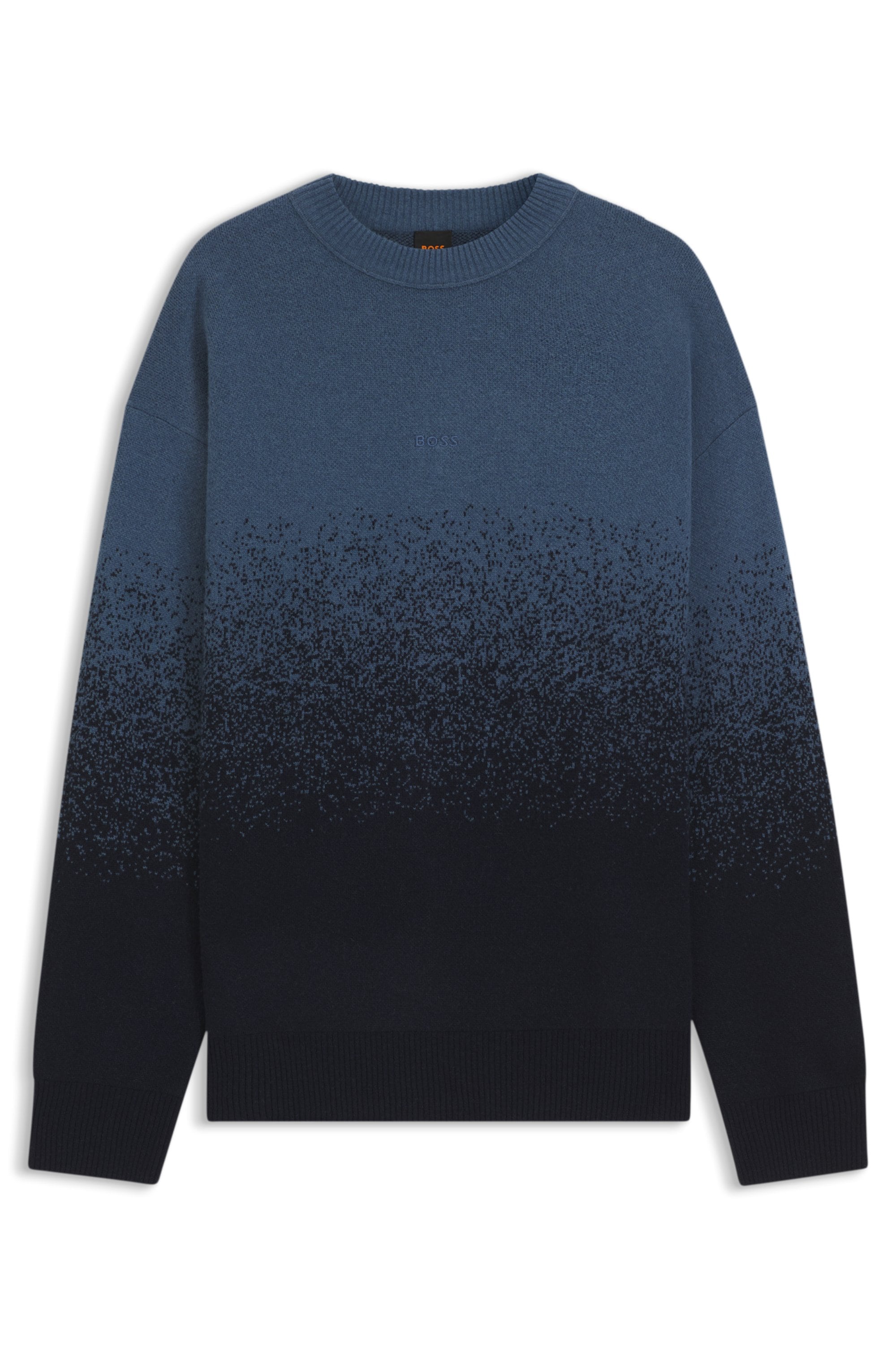 BOSS ORANGE Jacquardpullover »Kalbrush« Rundhalsausschnitt, Relaxed Fit, Jacquard-Strick mit Farbverlauf