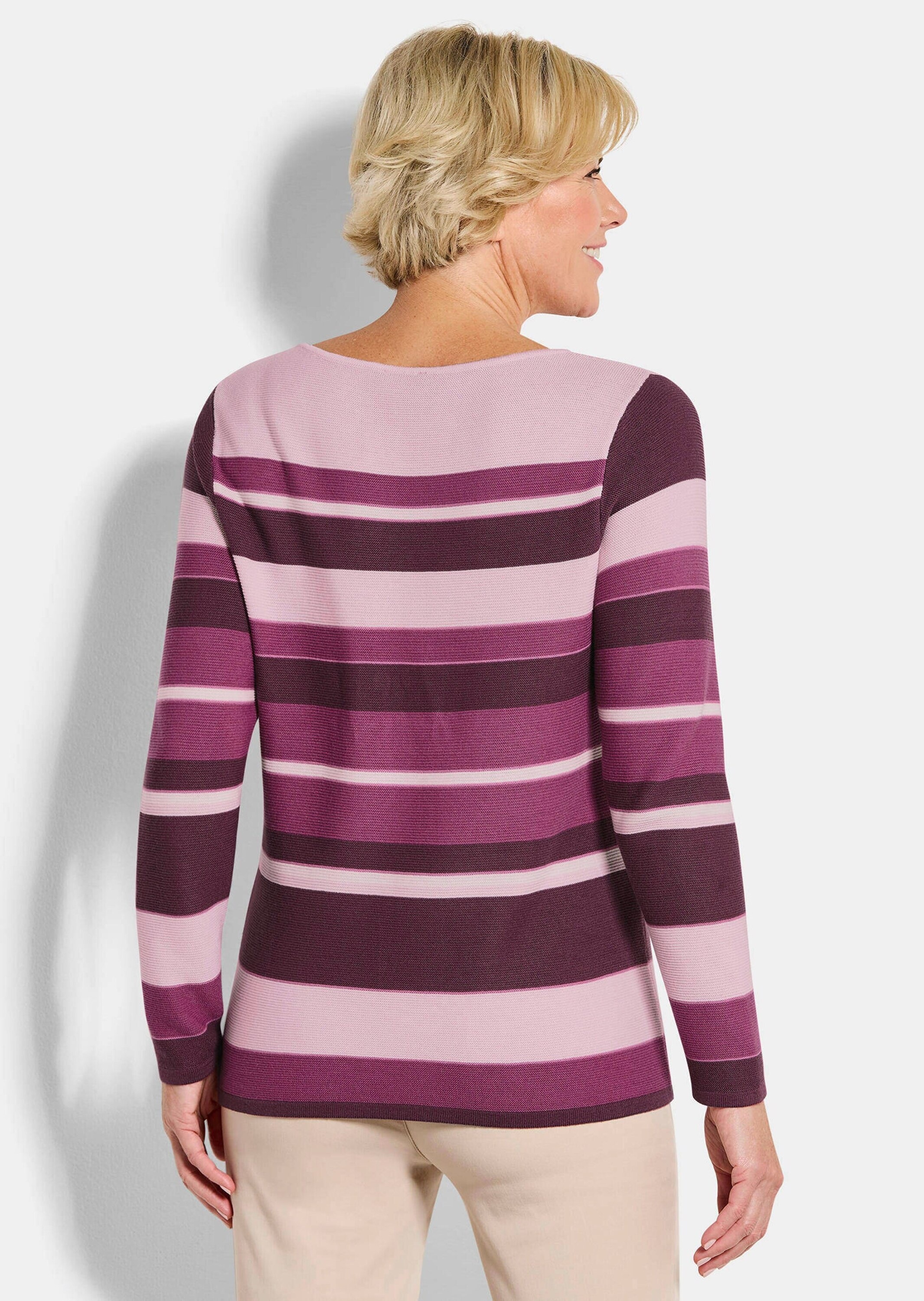 GOLDNER Rundhalspullover »Strickpullover im Ringel-Look« farbharmonischer Ringelablauf