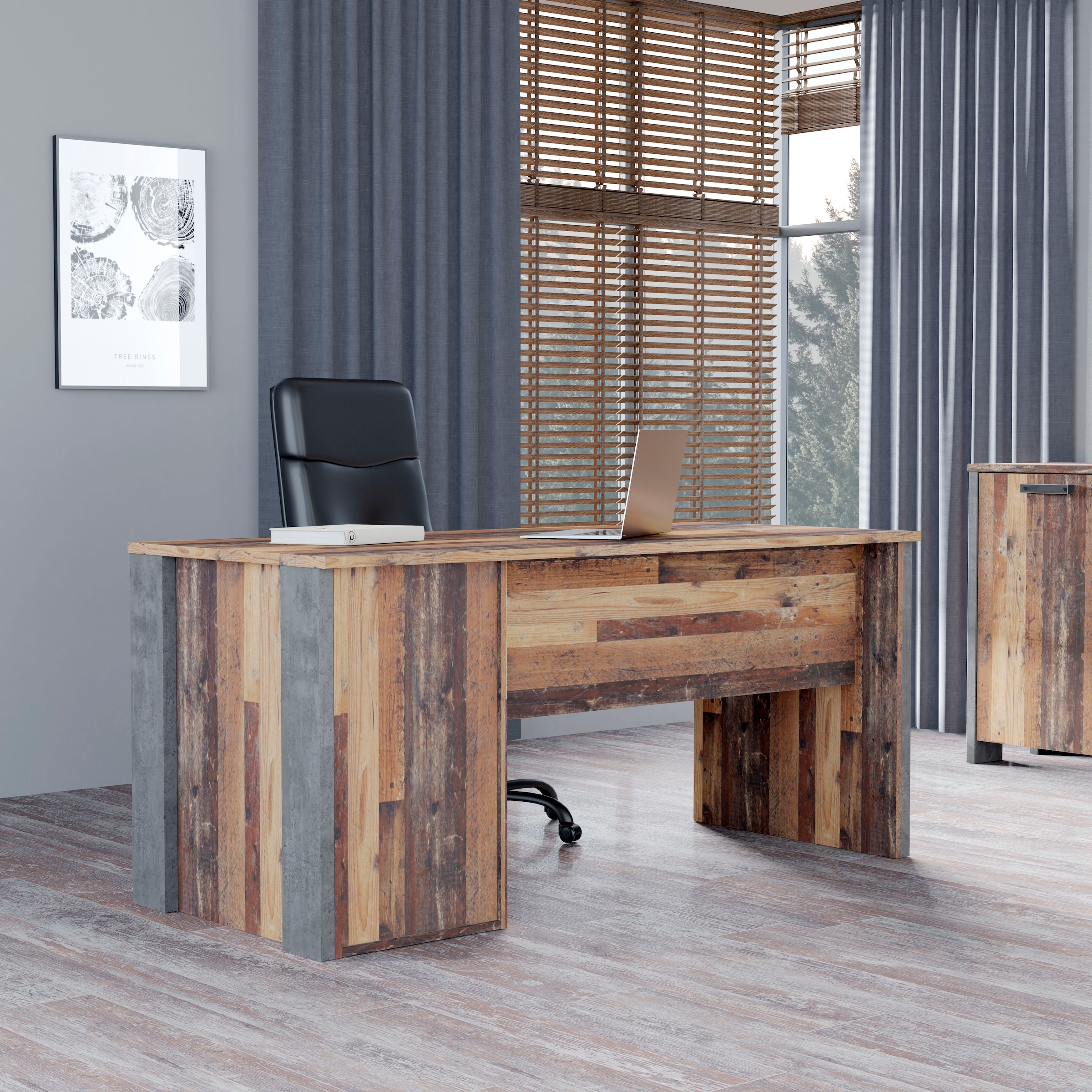 FORTE Schreibtisch »Clif«, Computertisch mit Schubladen, Industriedesign, Breite 160 cm