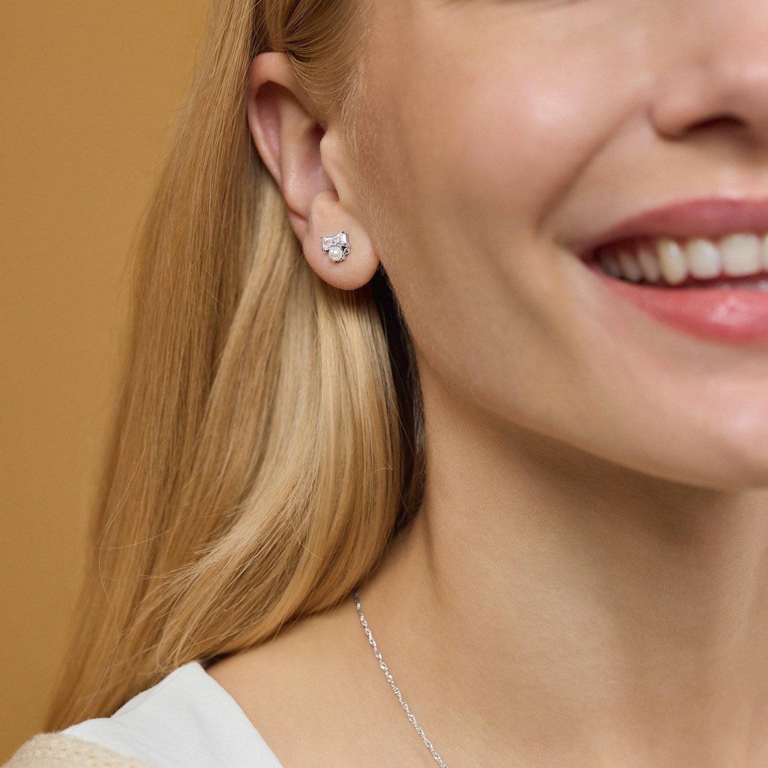 Amor Paar Ohrstecker »Schmuck Geschenk, Perle« mit Zirkonia (synth.)   - mit Glasperle