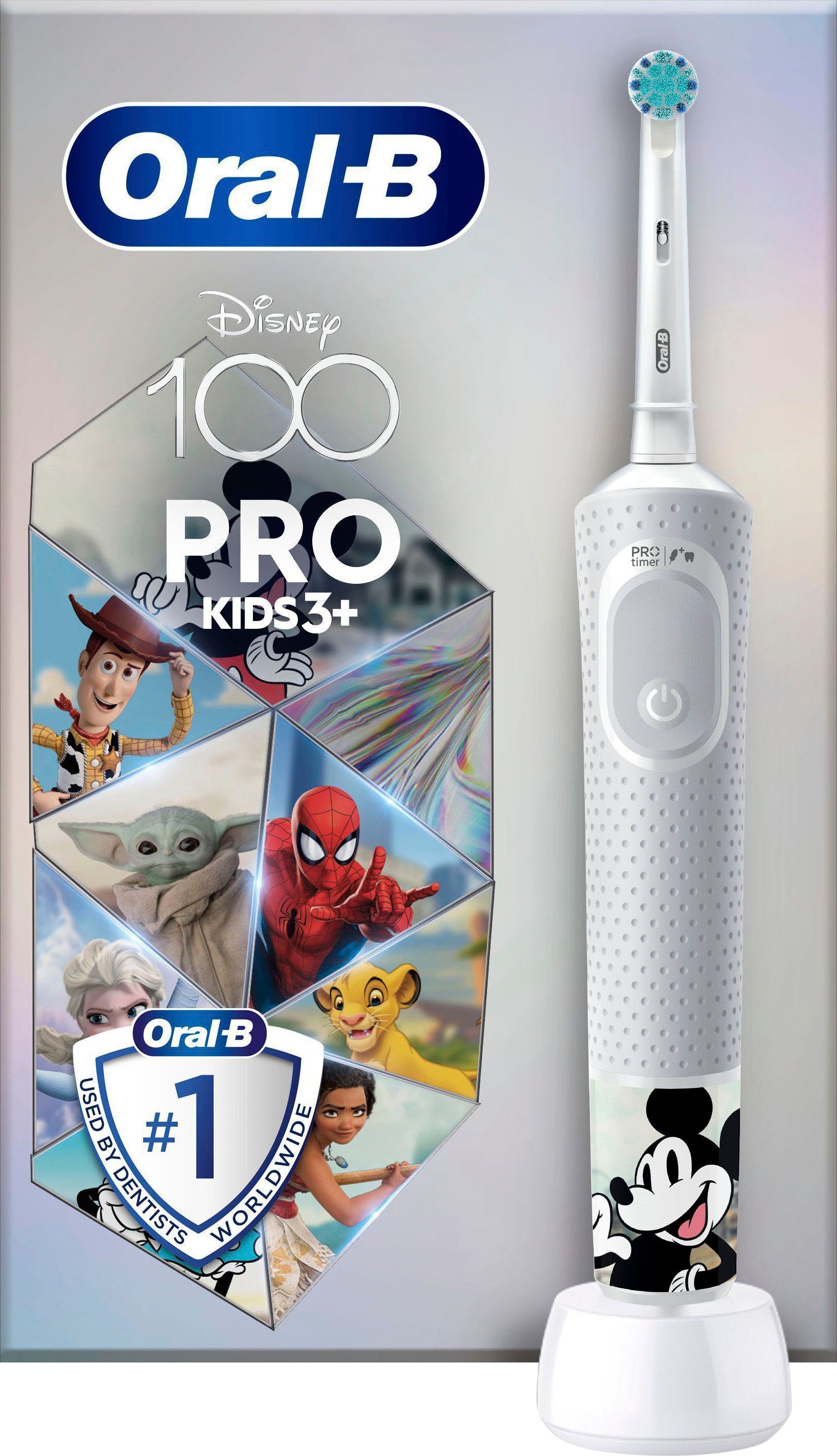 Oral-B Elektrische Zahnbürste »Pro Kids Disney 100«, 1 St. Aufsteckbürsten, für Kinder ab 3 Jahren