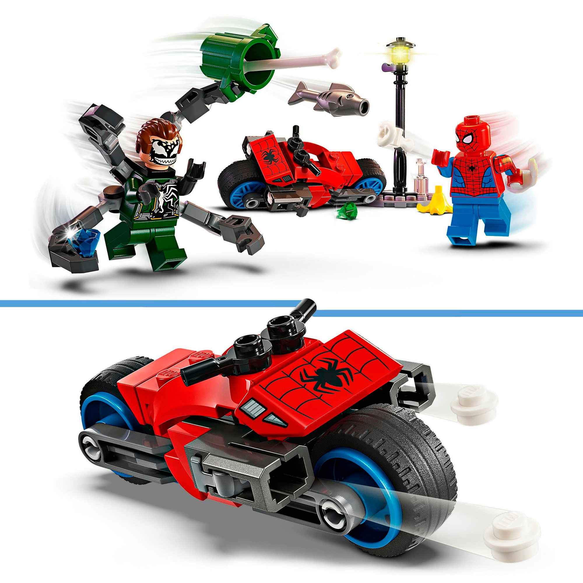 LEGO® Konstruktionsspielsteine »Motorrad-Verfolgungsjagd: Spider-Man vs. Doc Ock (76275)«, (77 St.), LEGO Super Heroes; Made in Europe