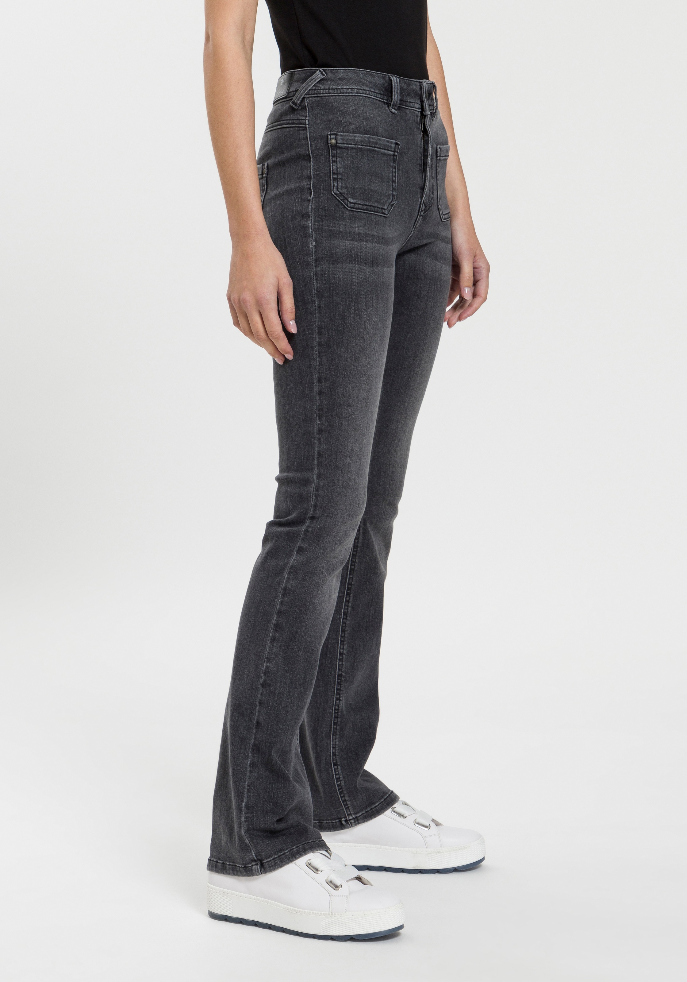 Gürtelschlaufen OTTO Online kaufen Bootcut-Jeans im Freeman Shop schrägen »Grace«, Porter mit T.