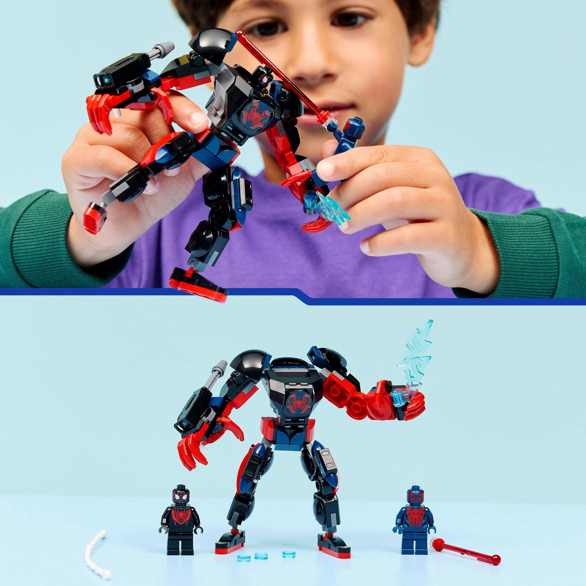 LEGO® Konstruktionsspielsteine »Miles Morales Mech vs. Spider-Man 2099 (76337), LEGO Super Heroes«