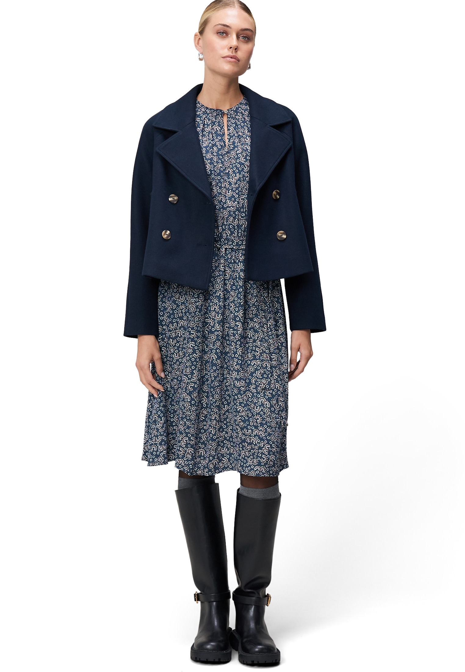 Zero Plisseekleid »Crepè-Kleid mit Bindegürtel«