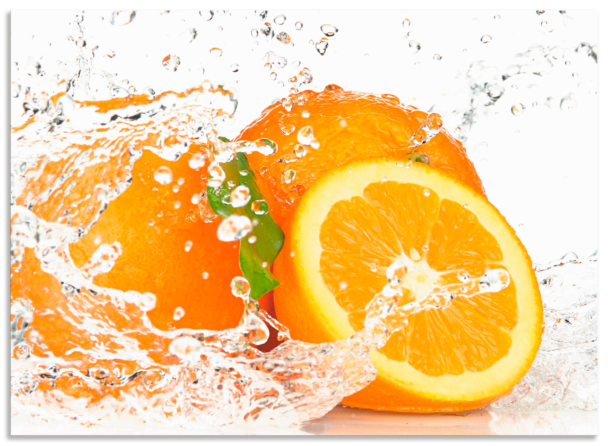 Artland Küchenrückwand »Orange mit Spritzwasser«, (1 tlg.), selbstklebend in vielen Größen - Spritzschutz Küche hinter Herd u. Spüle als Wandschutz vor Fett, Wasser u. Schmutz - Rückwand, Wandverkleidung aus Alu