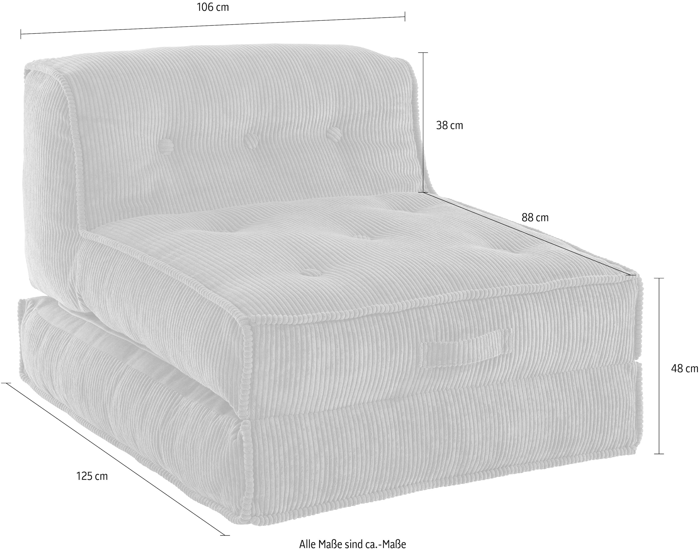INOSIGN Sessel »Pia«, Loungesessel aus Cord, in 2 Größen, mit Schlaffunktion,  Pouf-Funktion. bestellen online bei OTTO