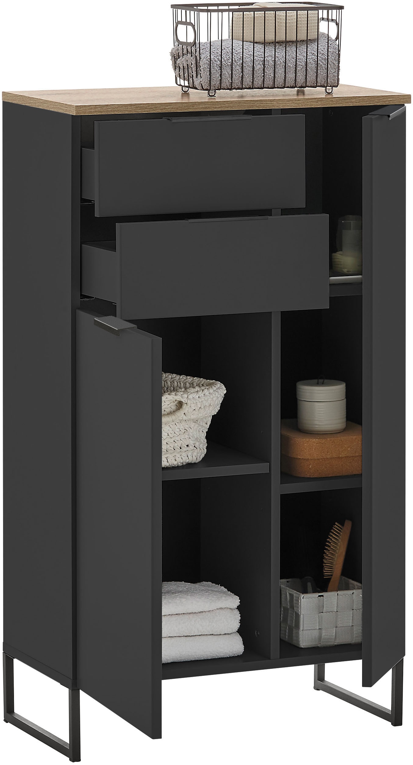 BASIC by Balculina Midischrank »Denver Midischrank, Badezimmerschrank BxHxT 60x106x32«, (1 St.), Breite 60 cm, Tür L/R montierbar, Softclose