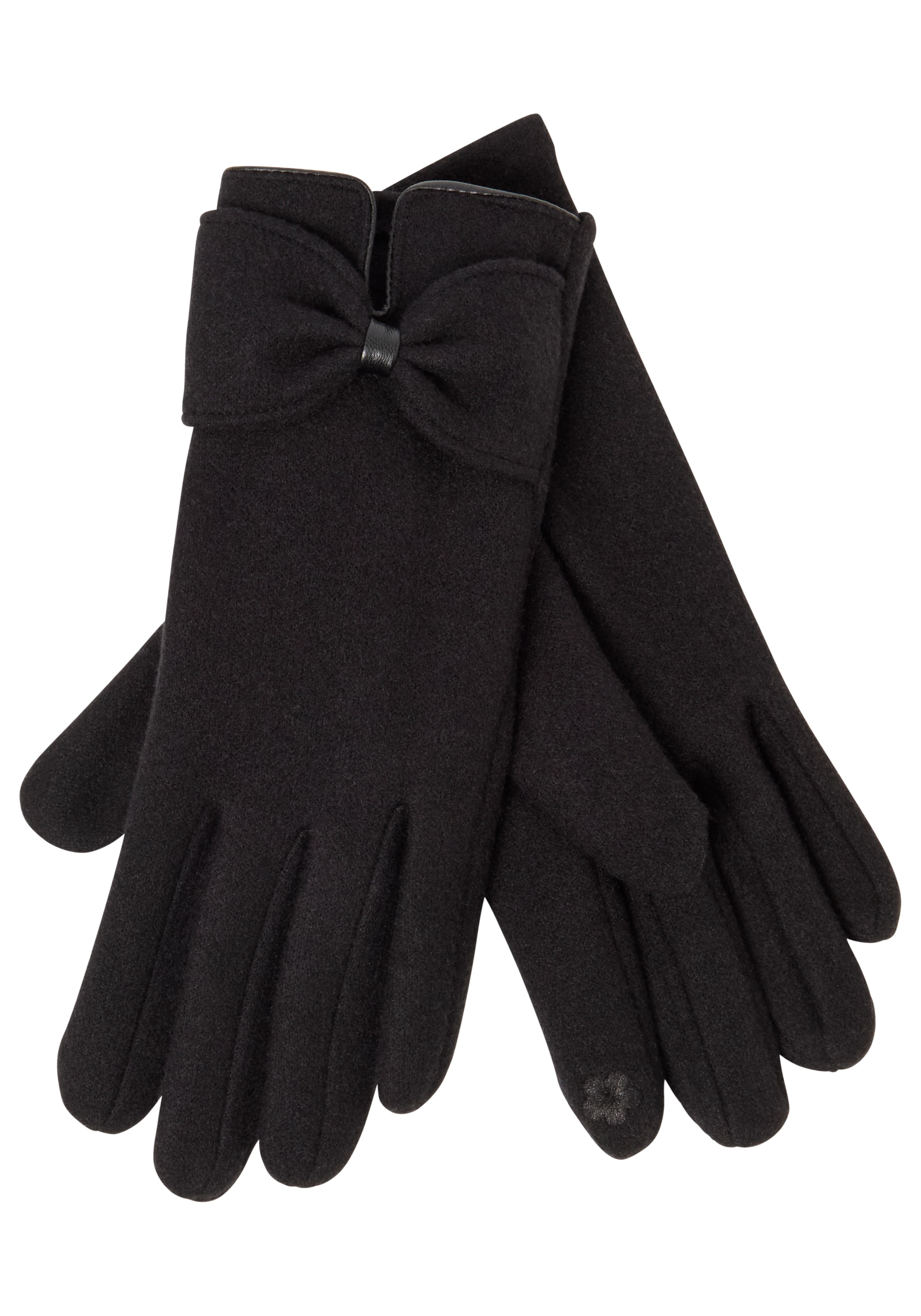 Laura Scott Fleecehandschuhe »Touch-Screen Funktion« mit Ton in Ton Schleifen- und PU-Piping - NEW