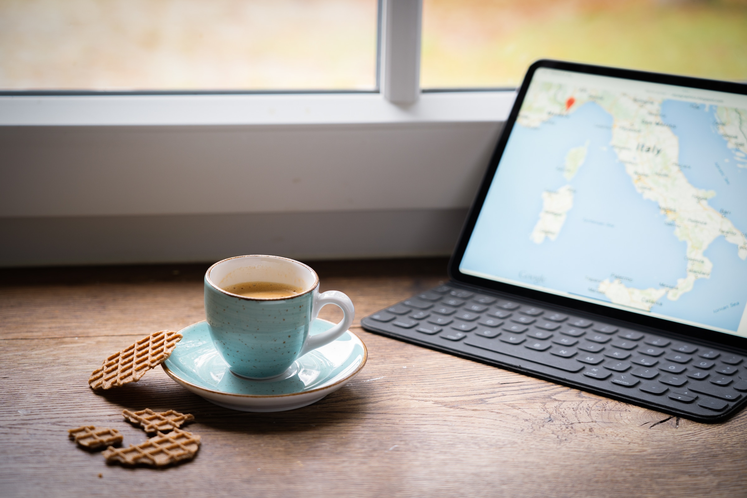 CreaTable Espressotasse »Vintage Nature Aqua, Espresso-Set, 8-tlg.« Handgemalt, Gesprenkelt, Rustikales Außenband