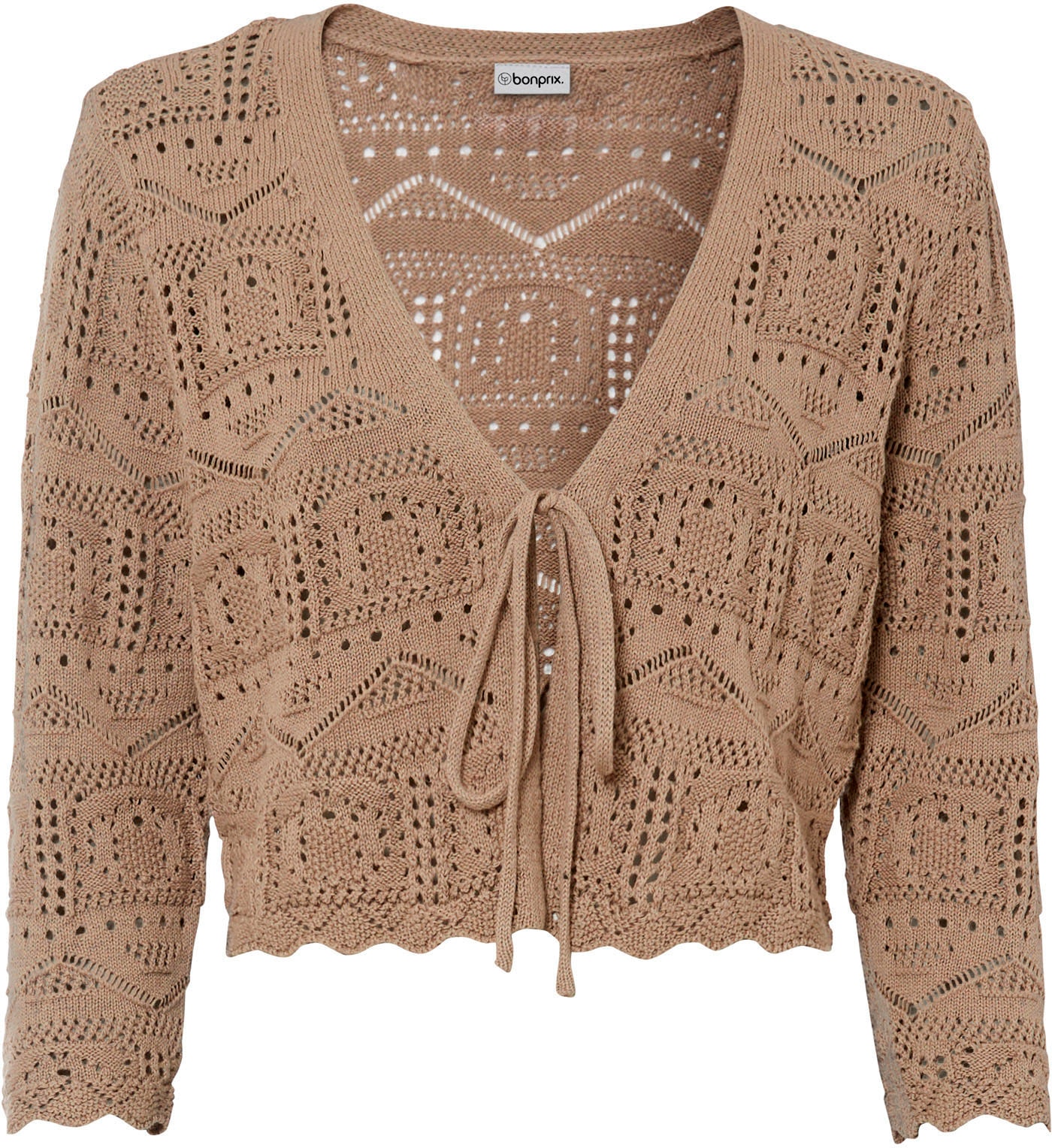 bonprix Ajourstrickjacke »Ajour-Bolero« bequeme Passform, 3/4-Ärmel, Ajour-Bolero