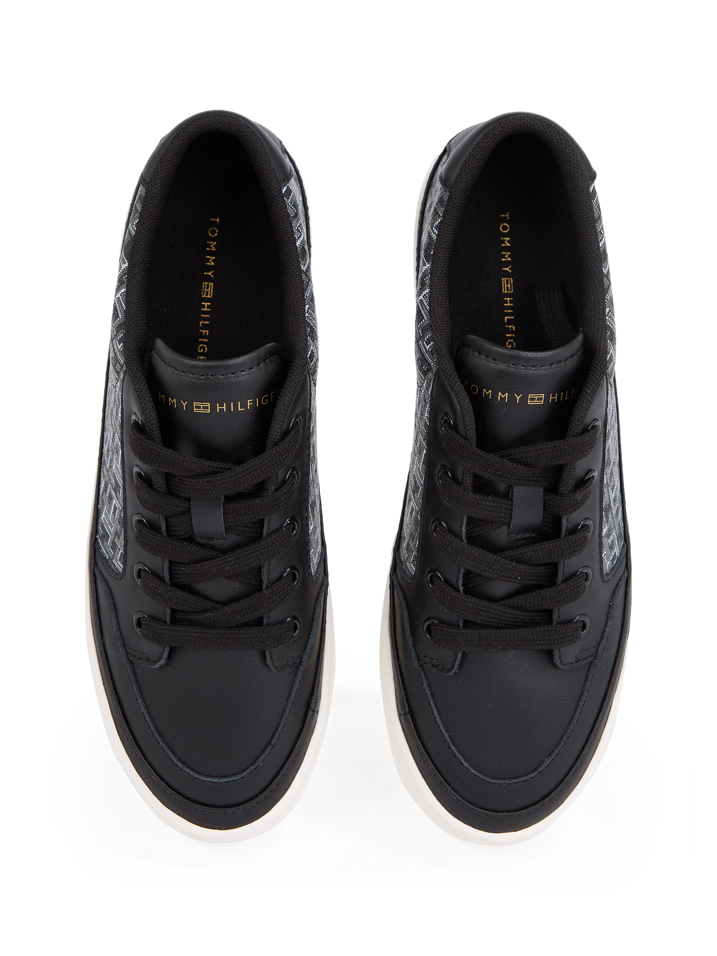 Tommy Hilfiger Plateausneaker »VULC LEATHER SNEAKER MONOGRAM«, Freizeitschuh, Halbschuh, Schnürschuh mit Allover-Logoprint