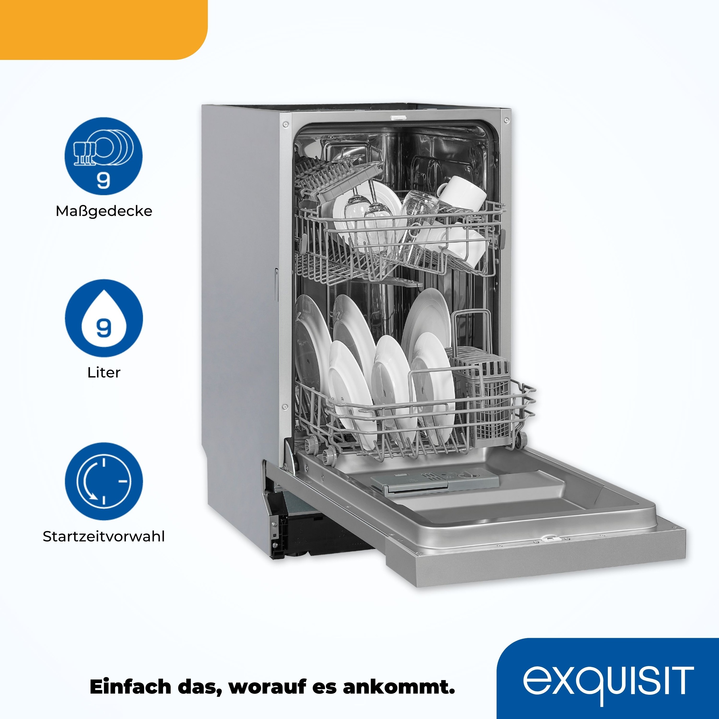exquisit teilintegrierbarer Geschirrspüler »EGSP2109-EB-030E« 9 Maßgedecke Kompakt und ideal für kleine, schmale Nischen, kleine(Single)Haushalte