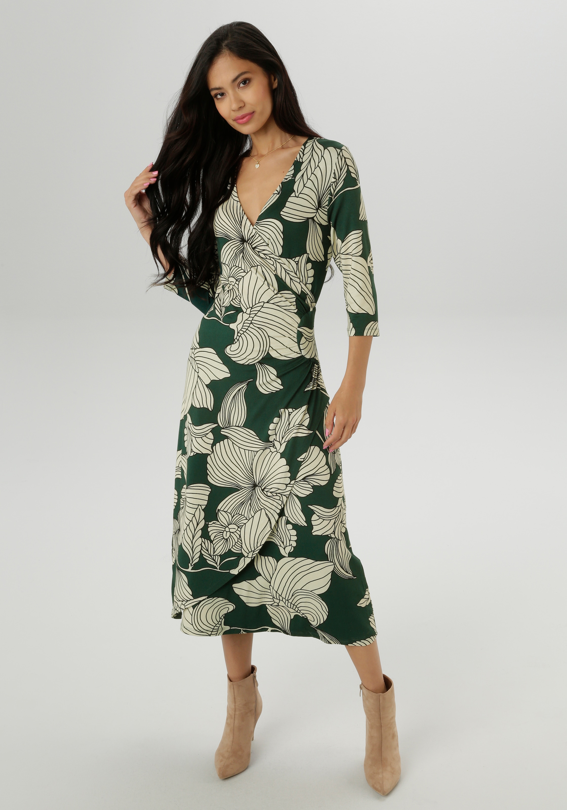 Aniston SELECTED Jerseykleid, mit V-Ausschnitt in Wickel-Optik - NEUE KOLLEKTION
