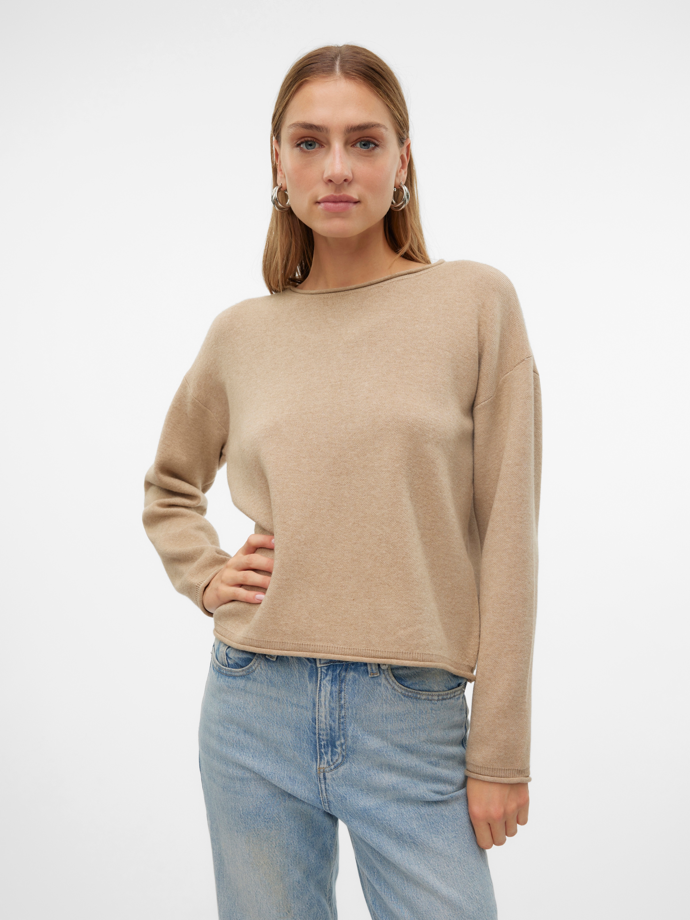 Vero Moda Strickpullover »VMGOLD ROLL LS O-NECK PULLOVER GA«