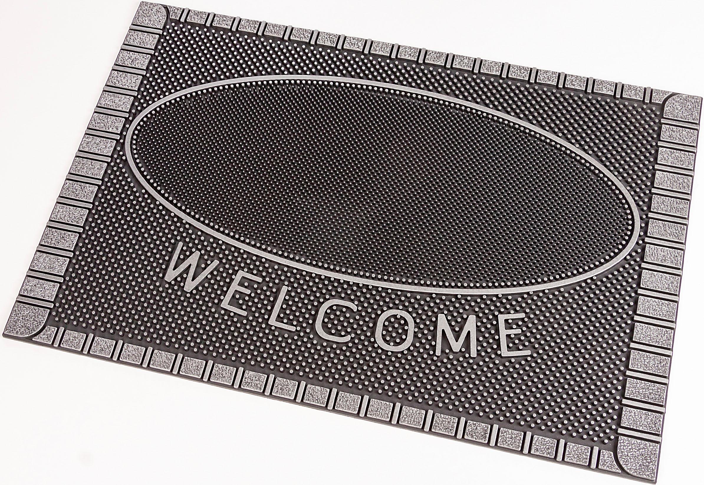 Home2Fashion Fußmatte »SC Clean Welcome«, rechteckig, 8 mm Höhe, Schmutzfangmatte, mit Spruch, robust, In- und Outdoor geeignet