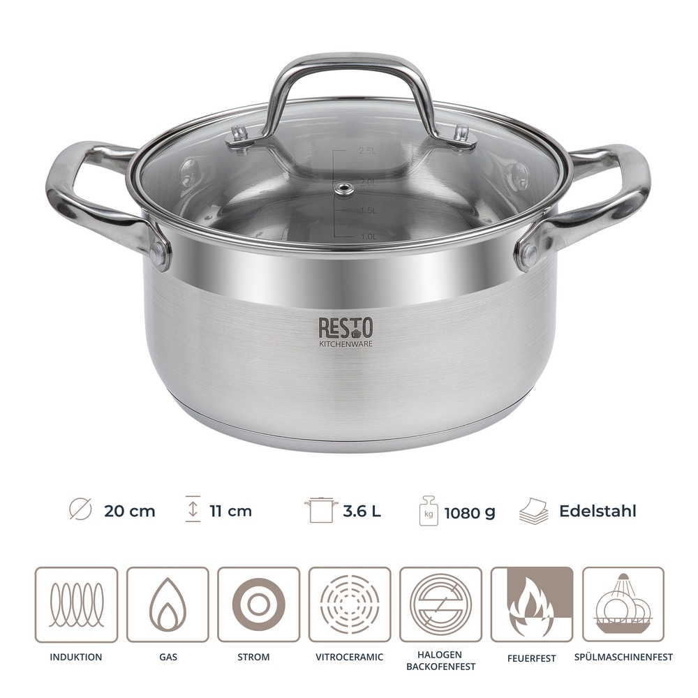 RESTO Kitchenware Kochtopf »Libra, Topf energiesparend und spülmaschinenfest« 2 Stk. tlg. Edelstahl 18/10