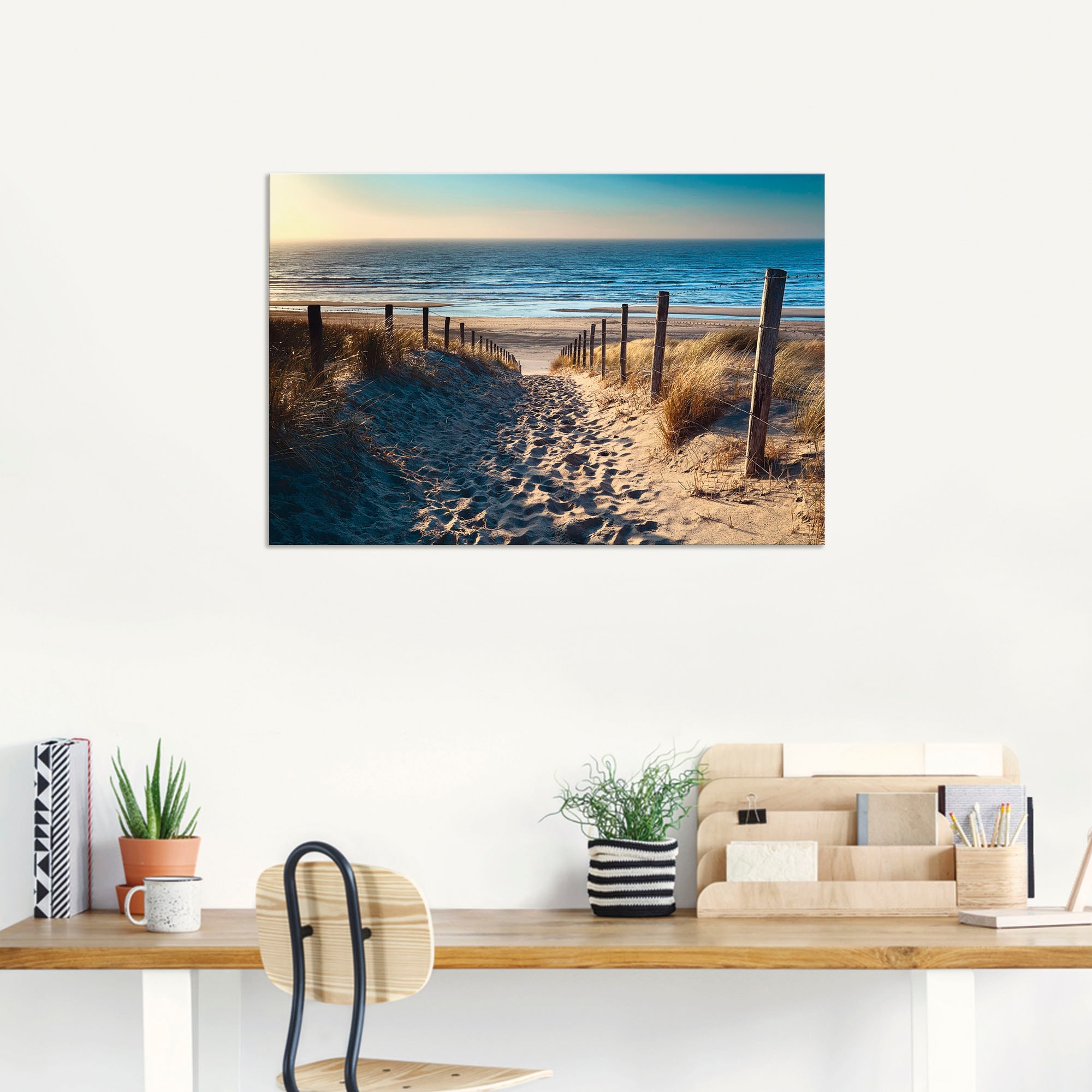 Artland Wandbild »Weg zum Nordseestrand Sonnenuntergang«, Strand, (1 St.), als Alubild, Outdoorbild, Leinwandbild, Poster, Wandaufkleber