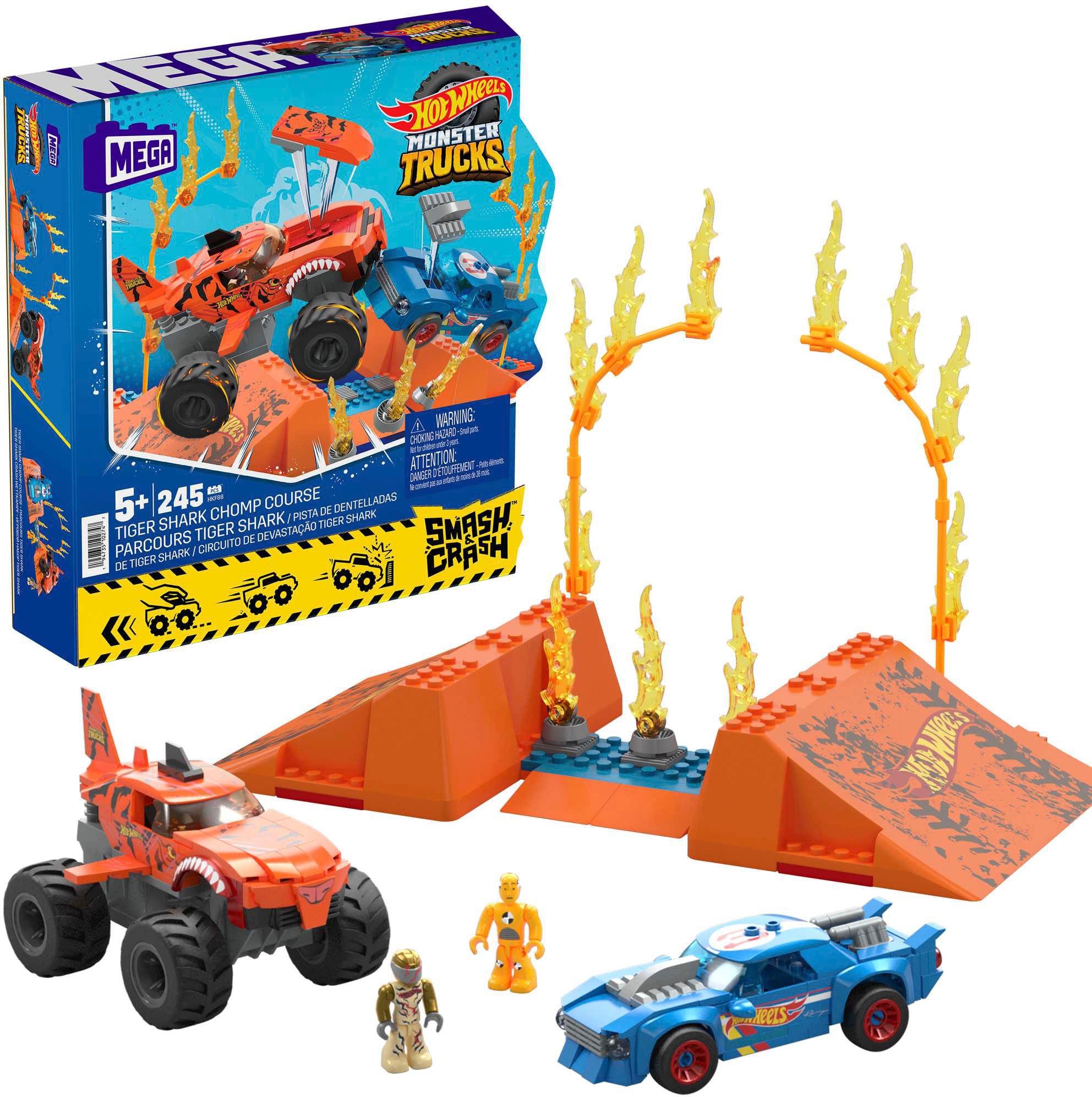 Spielzeug-Monstertruck »MEGA Monster Trucks Tiger Shark Feuer-Rampe, inkl. 2 Autos &...