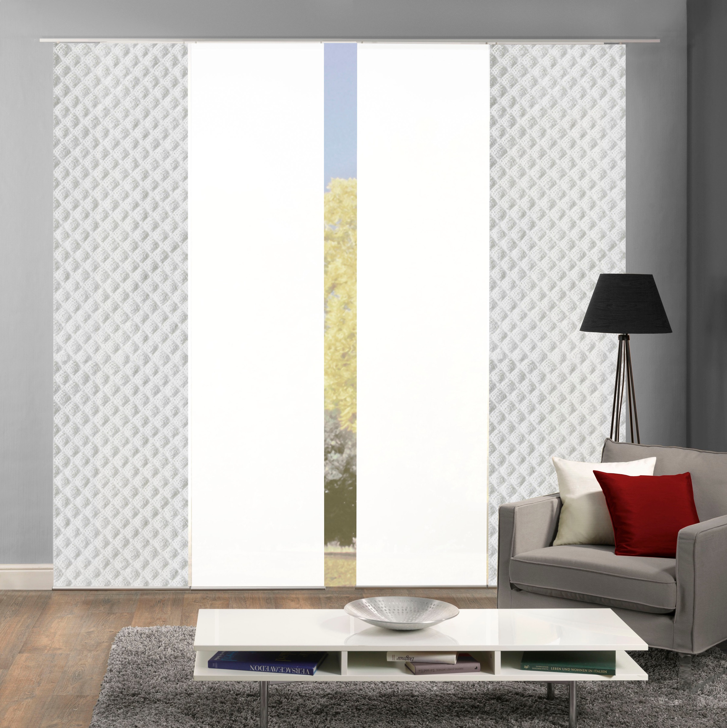 HOME WOHNIDEEN Schiebegardine »MARPENT 4er SET«, (4 St.), Schiebevorhang Digidruck 4er Set MARPENT