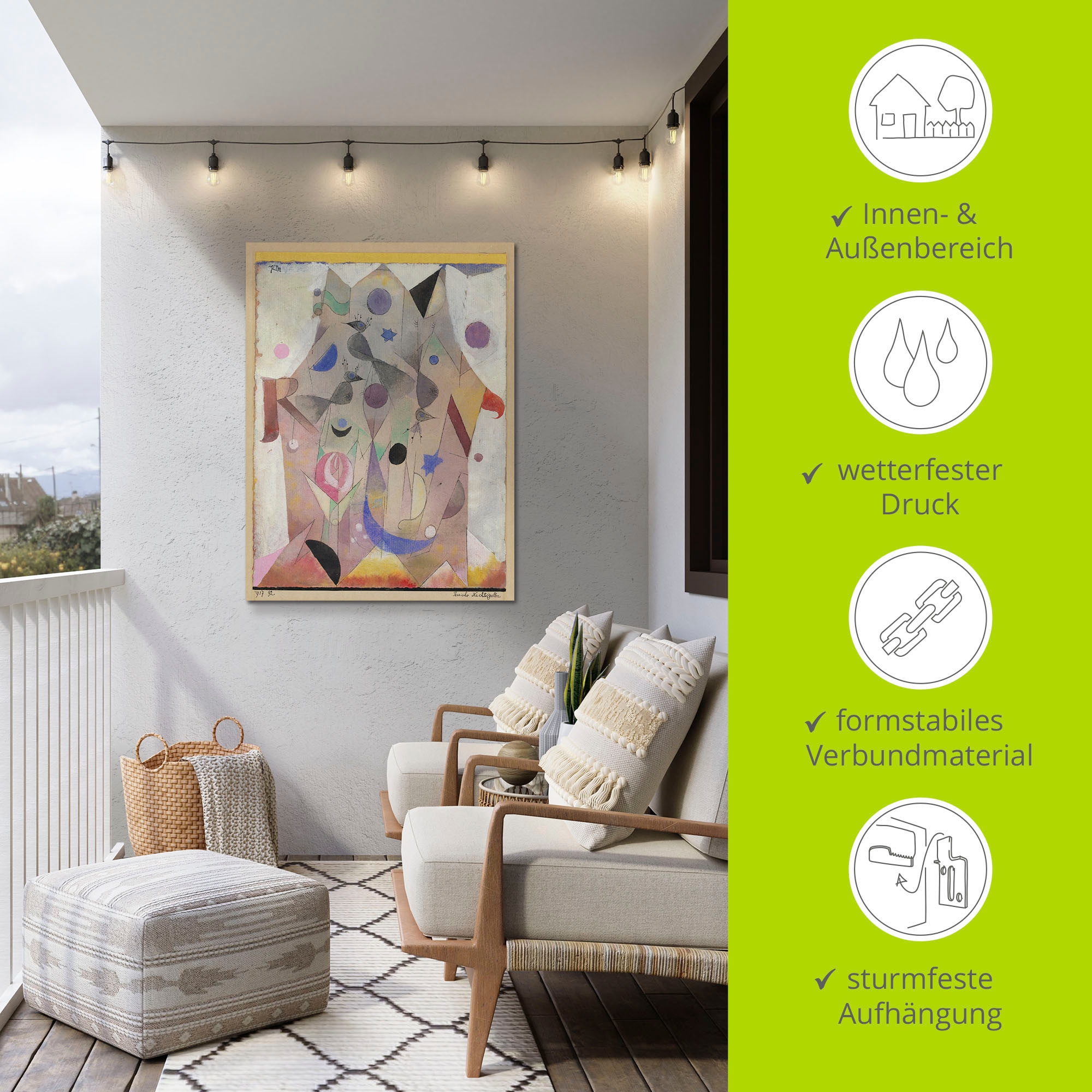 Artland Alu-Dibond-Druck »Persische Nachtigallen. 1917« Muster 1 Stk. tlg. für Innen- und Außenbereich geeignet, Outdoorbild