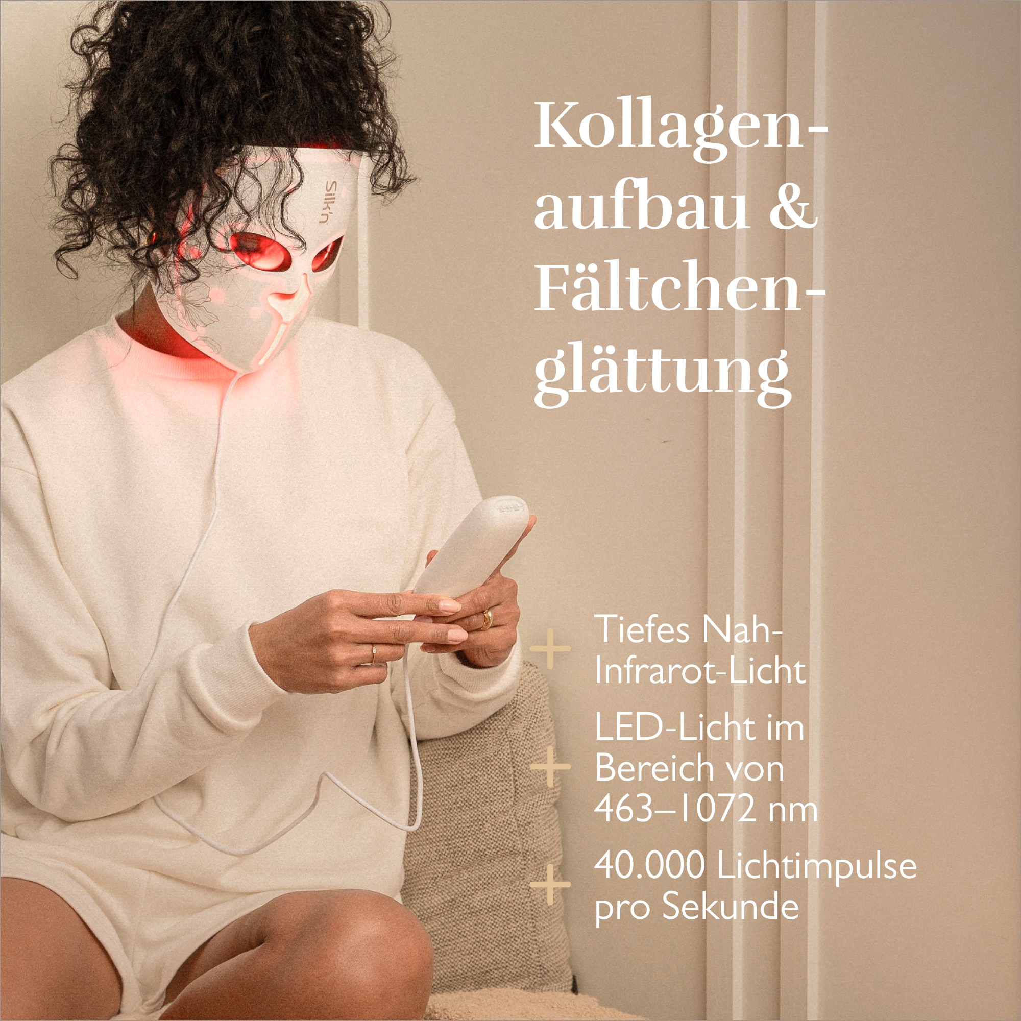 Silk'n EMS-Gerät »LED EMS Face Mask«, (Gesichtsmaske-Fernebedienung-USB Ladekabel), Duale Technologie mit LED und elektrischer Muskelstimulation