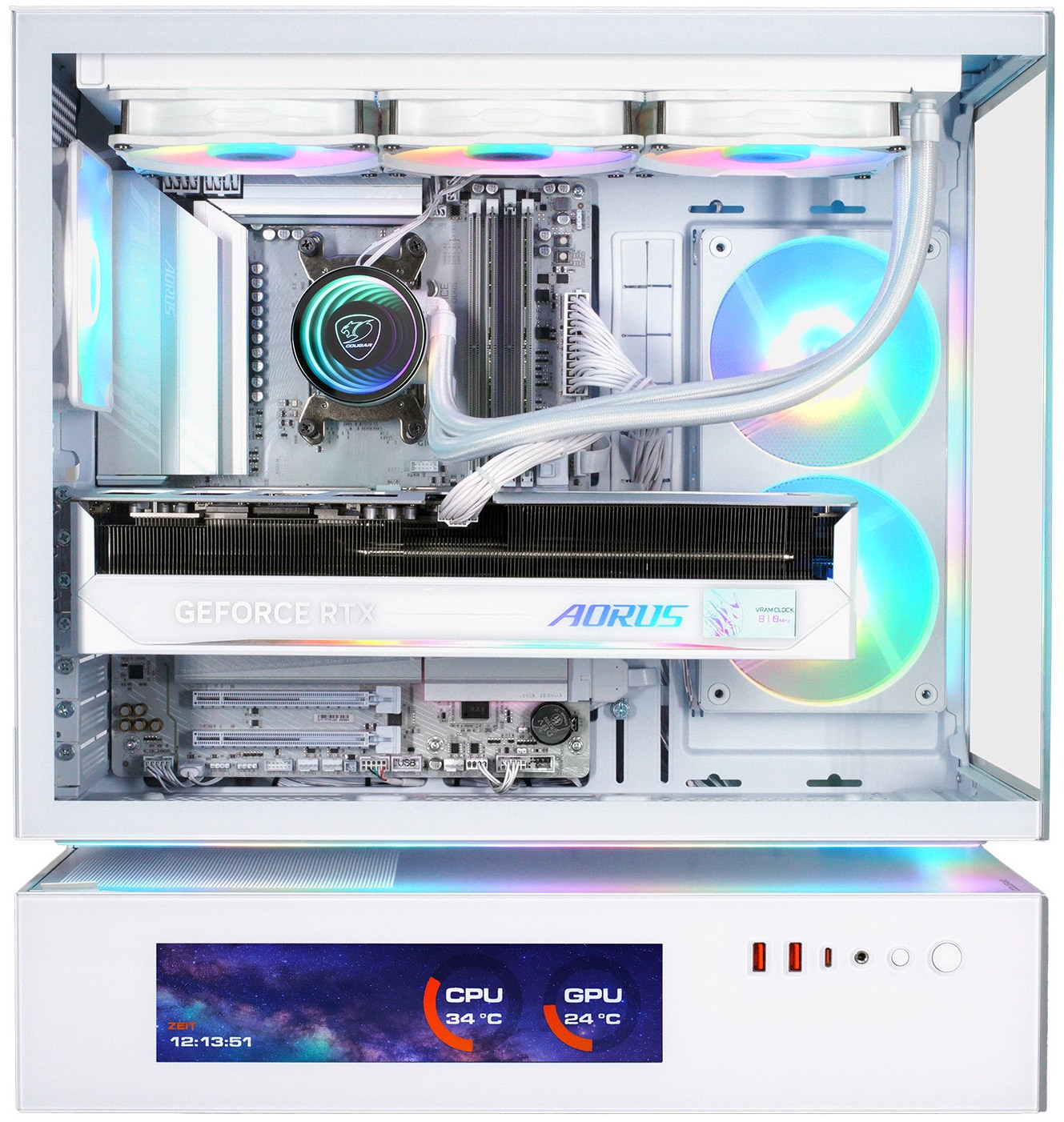 Cougar Gaming-PC »CFV235 Vision WT 8063 AMD Ryzen 7 9700X 32GB DDR5 2TB SSD RTX 5080« Windows 11, DDR5 RAM, Wasserkühlung