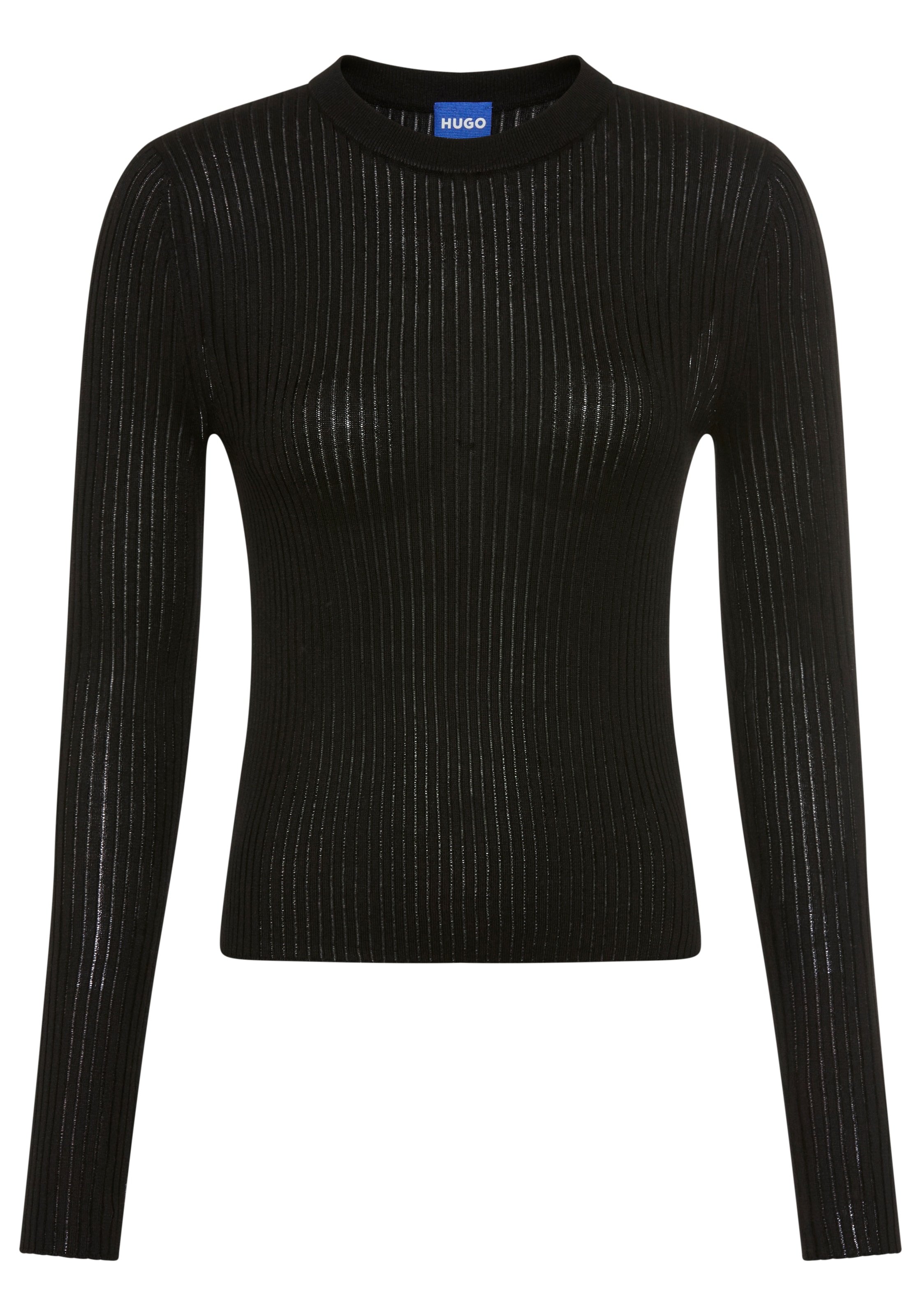 HUGO Blue Rundhalspullover »Somya« Rippstrick im Viskosemix