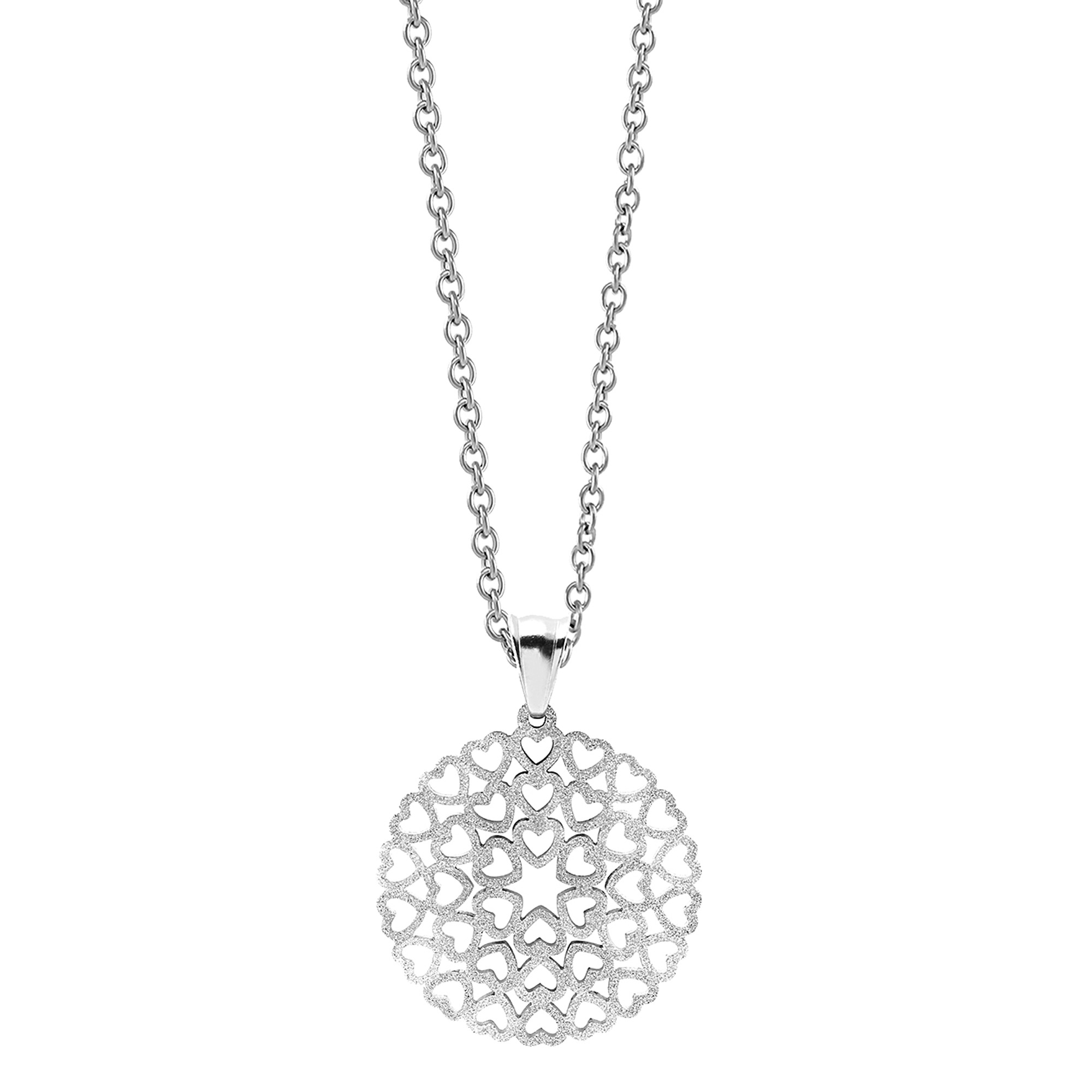 Zeeme Kette mit Anhänger »Edelstahl Herzen«, diamantiert