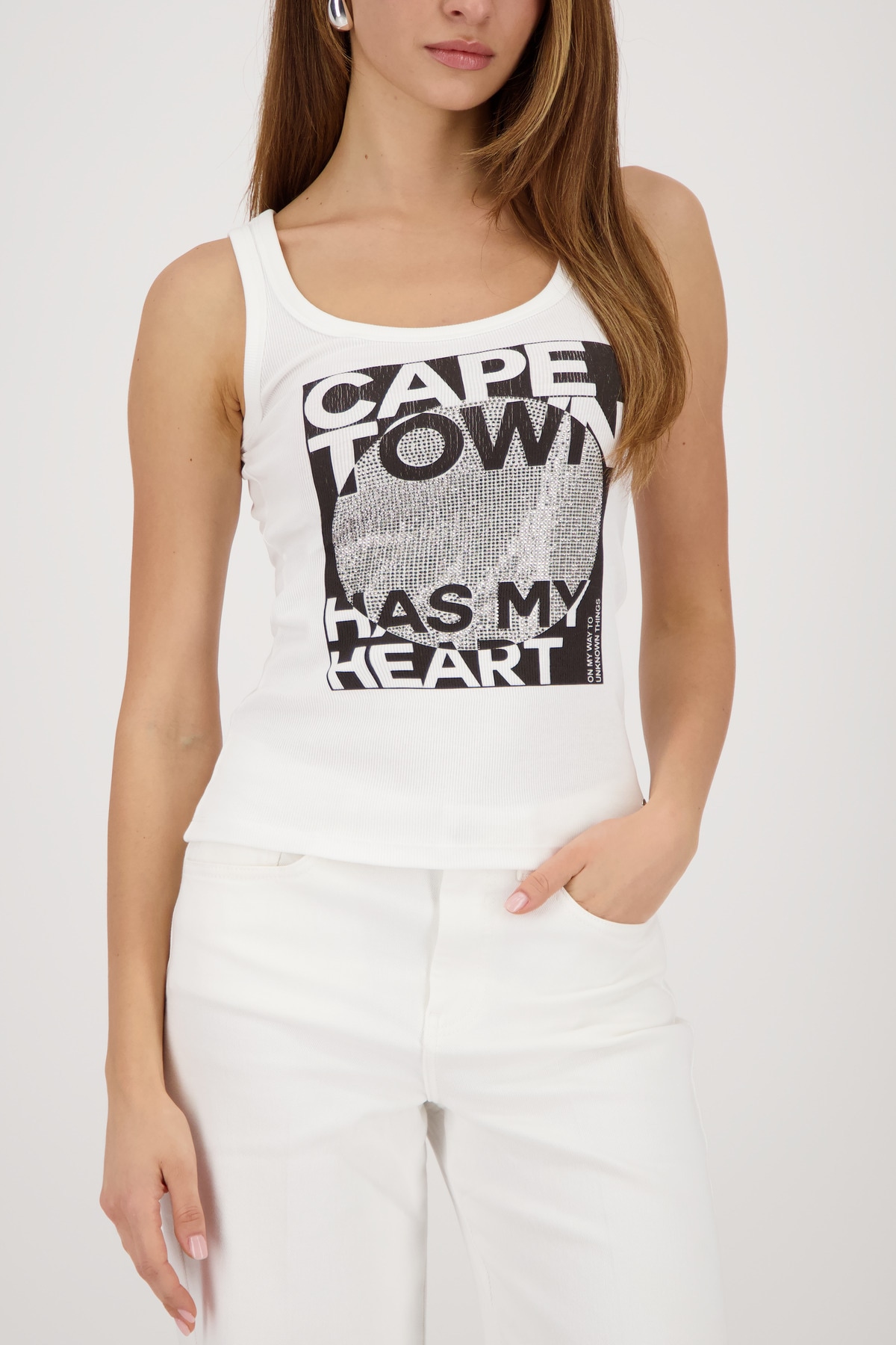 Monari Tanktop mit Strasssteinen, Regular Fit