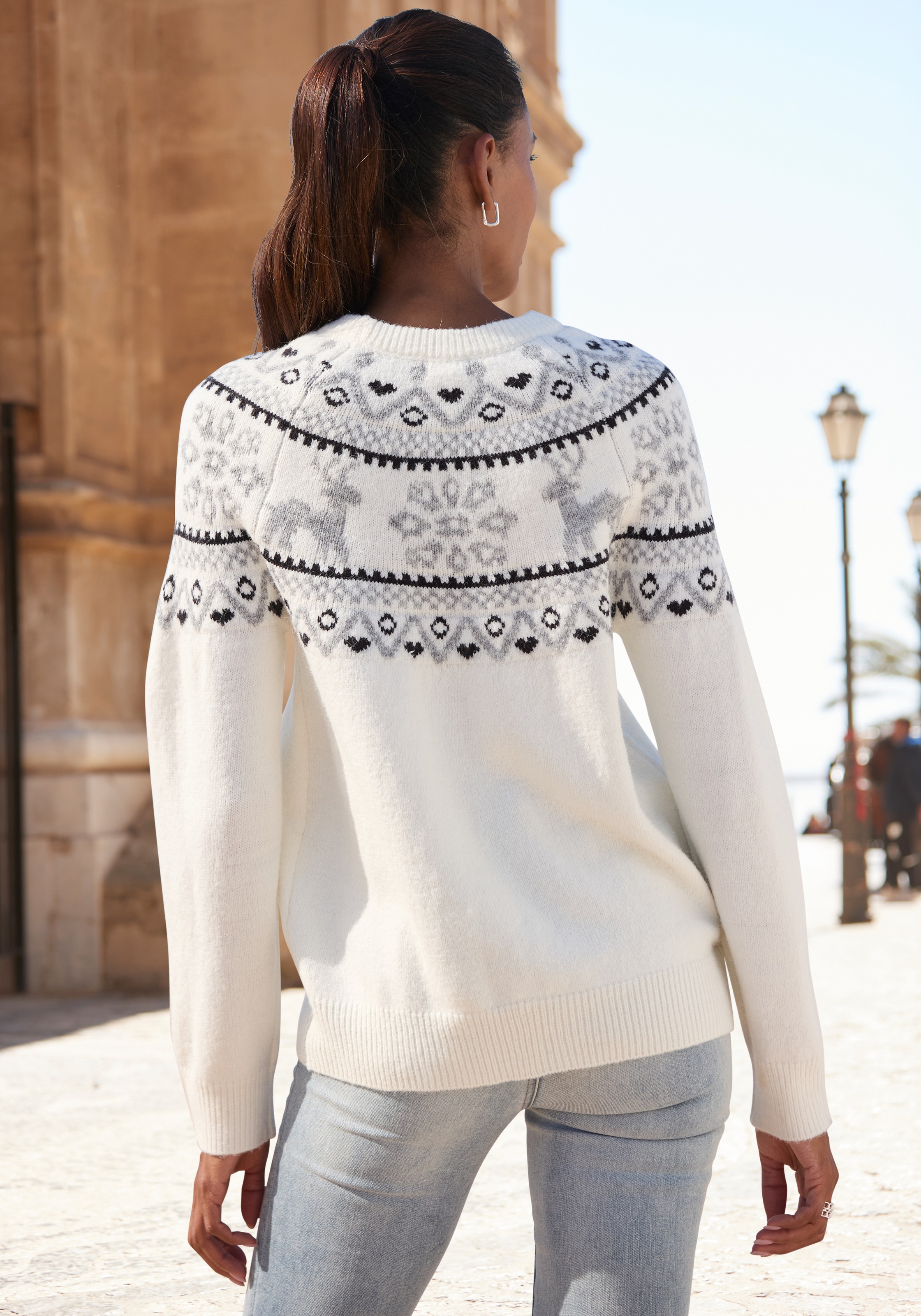LASCANA Norwegerpullover aus weichem Strick, Weihnachtspullover, Strickpullover mit Wintermotiv