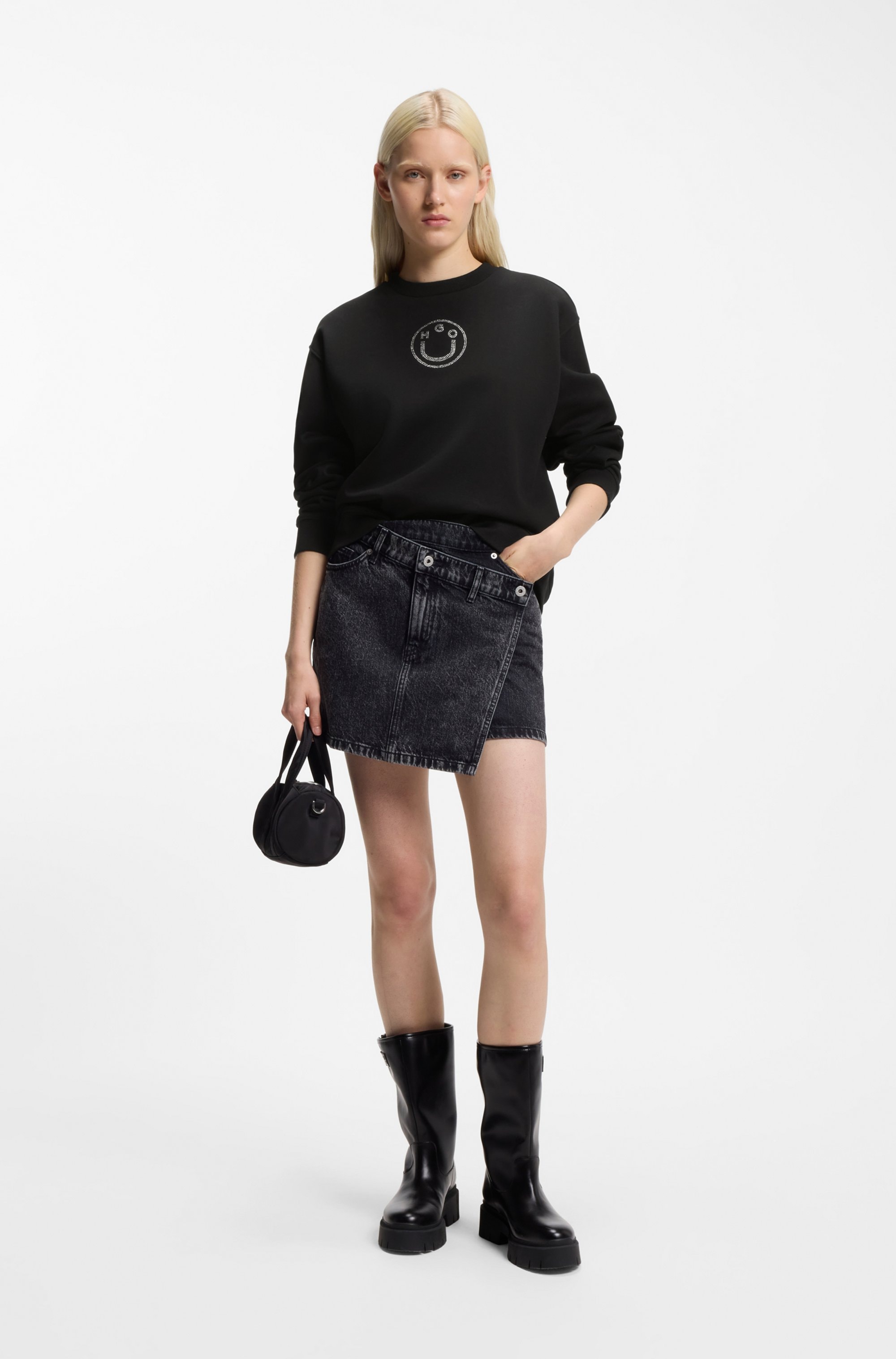 HUGO Blue Sweatshirt »Classic Crew«, Relaxed Fit, mit Strass-Steinen
