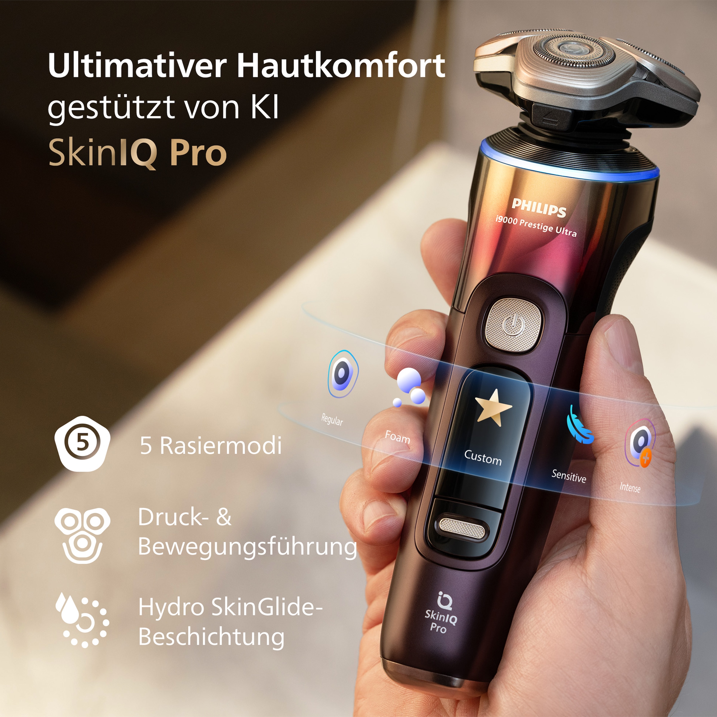 Philips Elektrorasierer »Series i9000 XP9407/37« 3 Stk. Aufsätze mit dem integrierten Präzisions-Bartstyler, inkl. Reinigungsstation