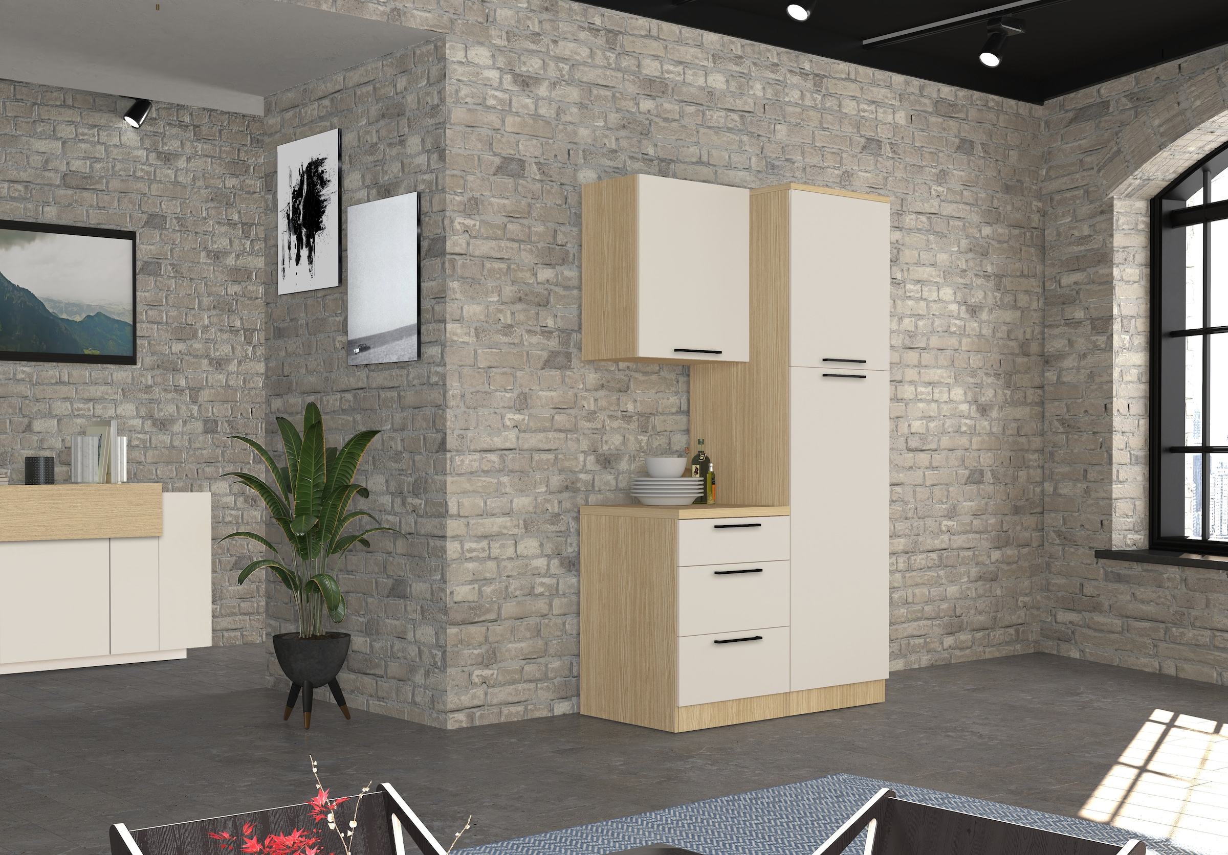 KOCHSTATION Vorratsschrank »Luna, Hochschrank, Küchenvorratsschrank, Speiseschrank, Made in Italy« B/T/H: 60×60×214,5 cm, mit 6 großzügigen Fächern