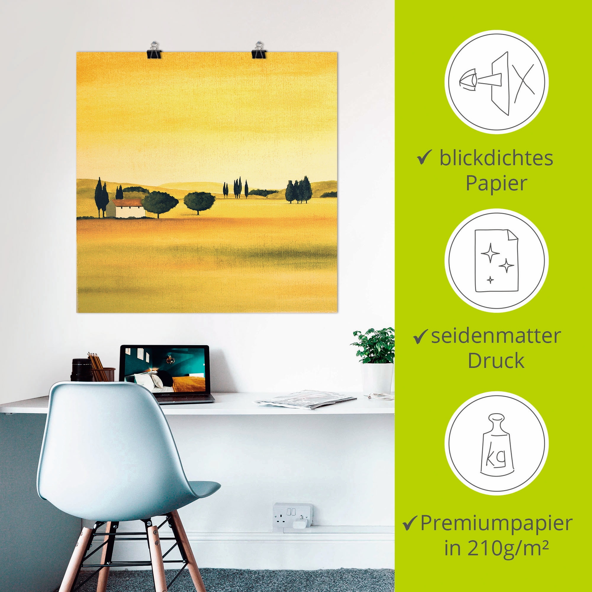 Artland Poster »Sonniger Tag I«, Felder, (1 St.), als Leinwandbild, Wandaufkleber oder Poster in versch. Größen