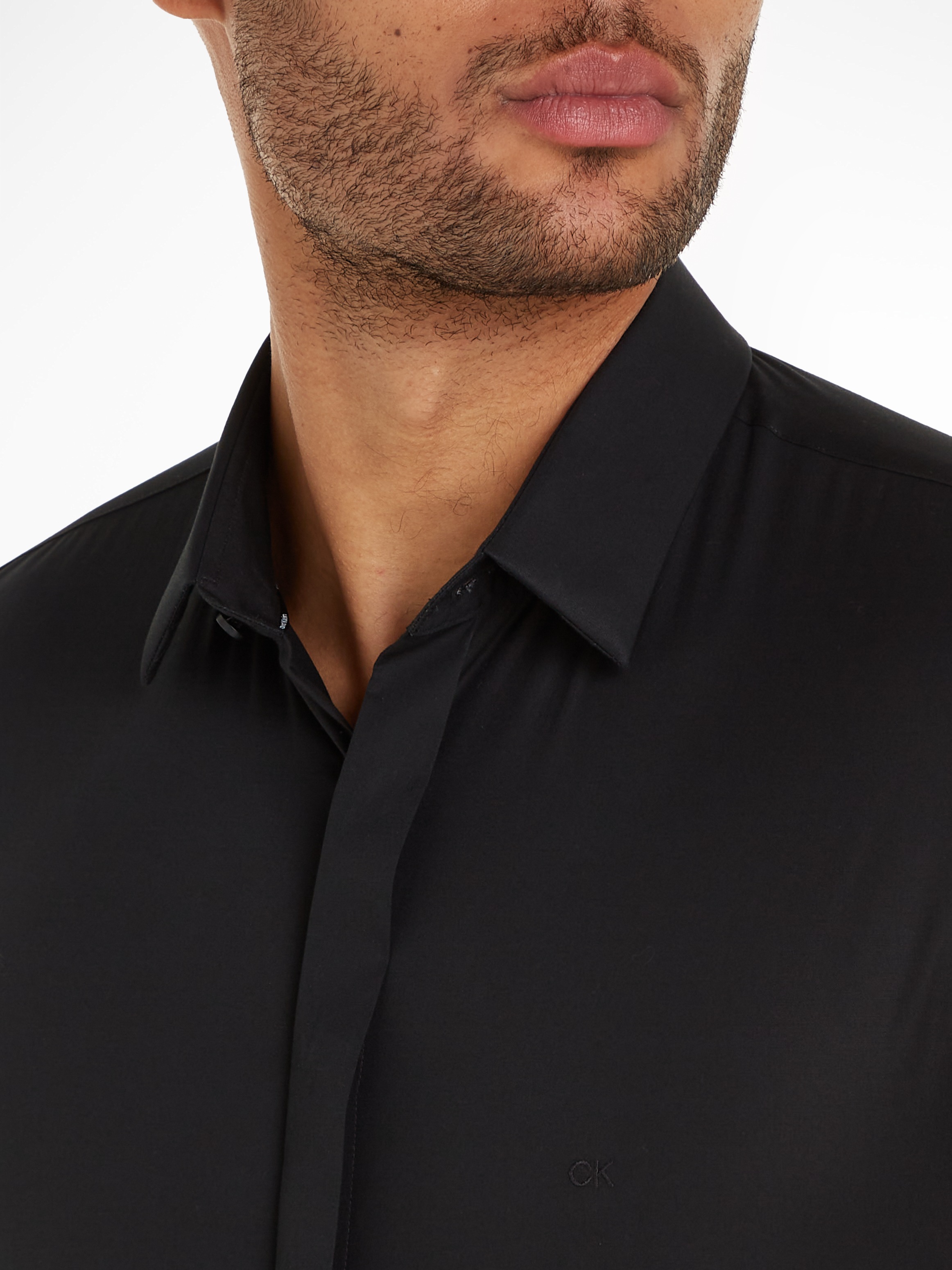 Calvin Klein Langarmhemd »POPLIN HP EXTRA SLIM SHIRT«, mit Logostickerei