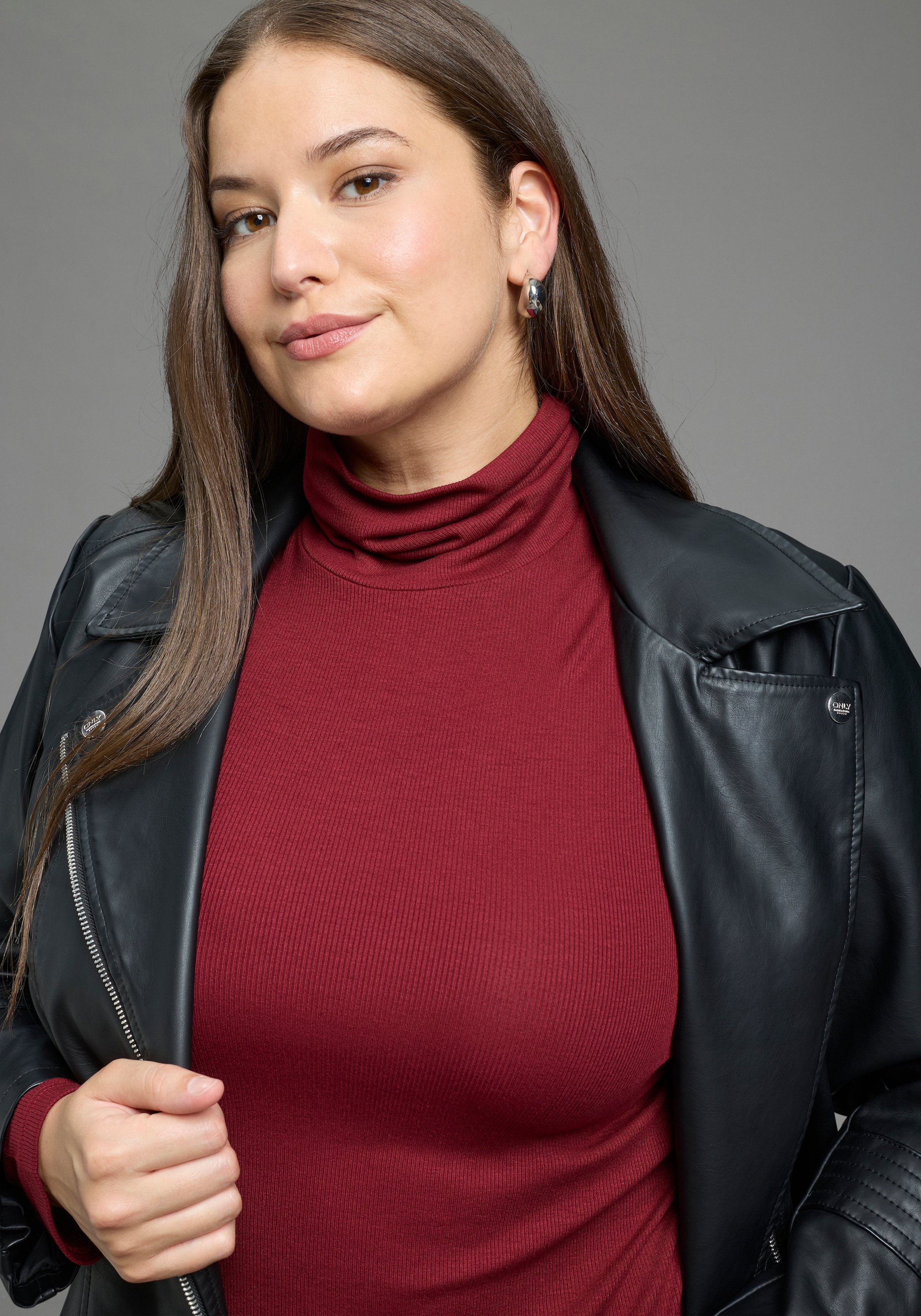 Laura Scott CURVE Rollkragenshirt »im Sparset, aus weichem Rippenmaterial« figurbetonte Passform, hüftbedeckende Länge, aus Viskosemischung