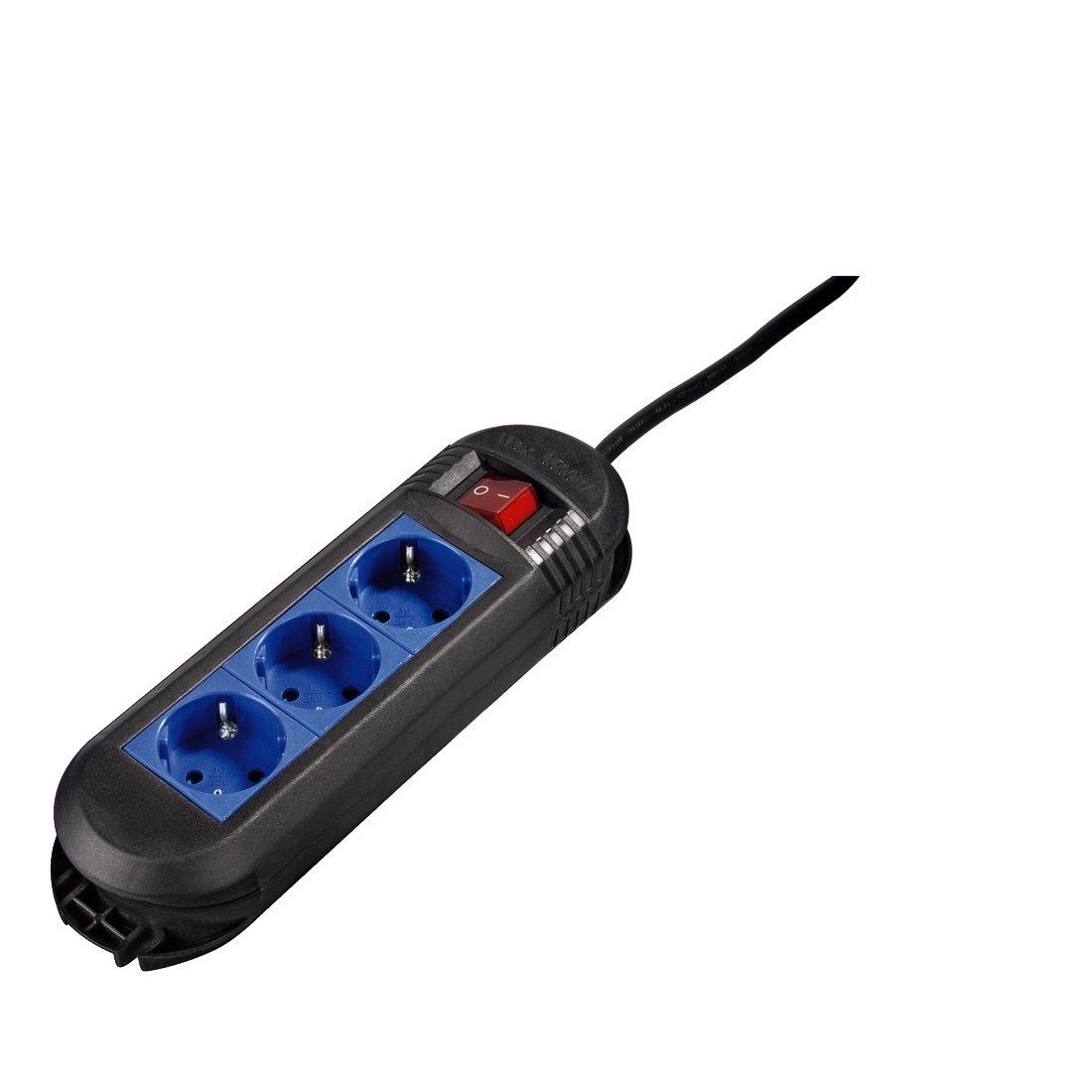 Steckdosenleiste Colour, 3-fach, Schwarz/Blau, 1,5 m