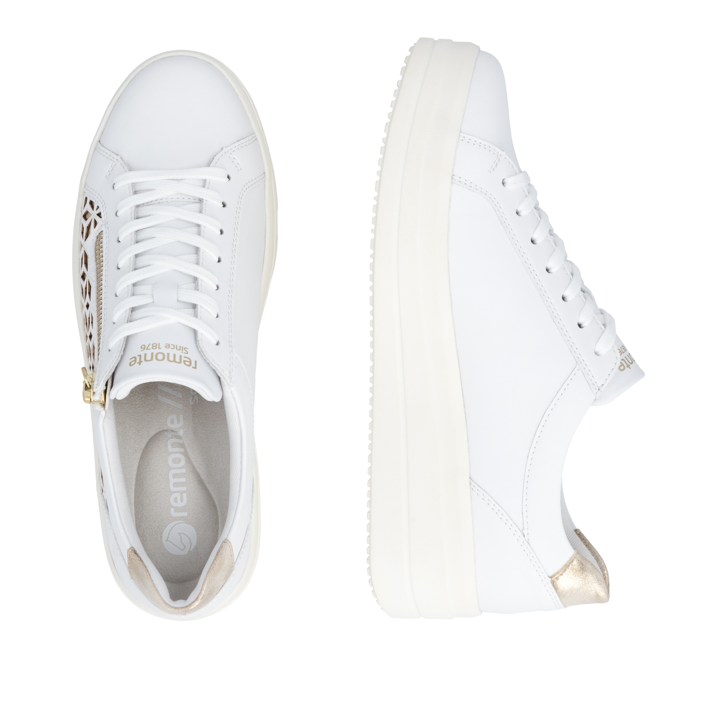 Remonte Plateausneaker  Halbschuh, Schnürschuh mit Perforation und seitlichem Reißverschluss