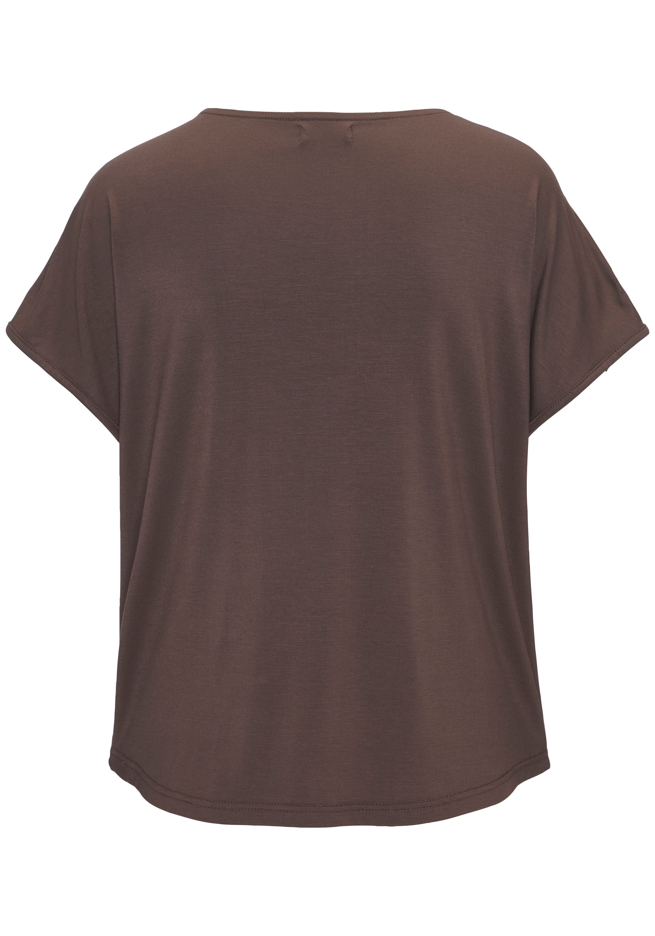LASCANA V-Shirt mit Spitzendetails auf den Schultern, Kurzarmshirt