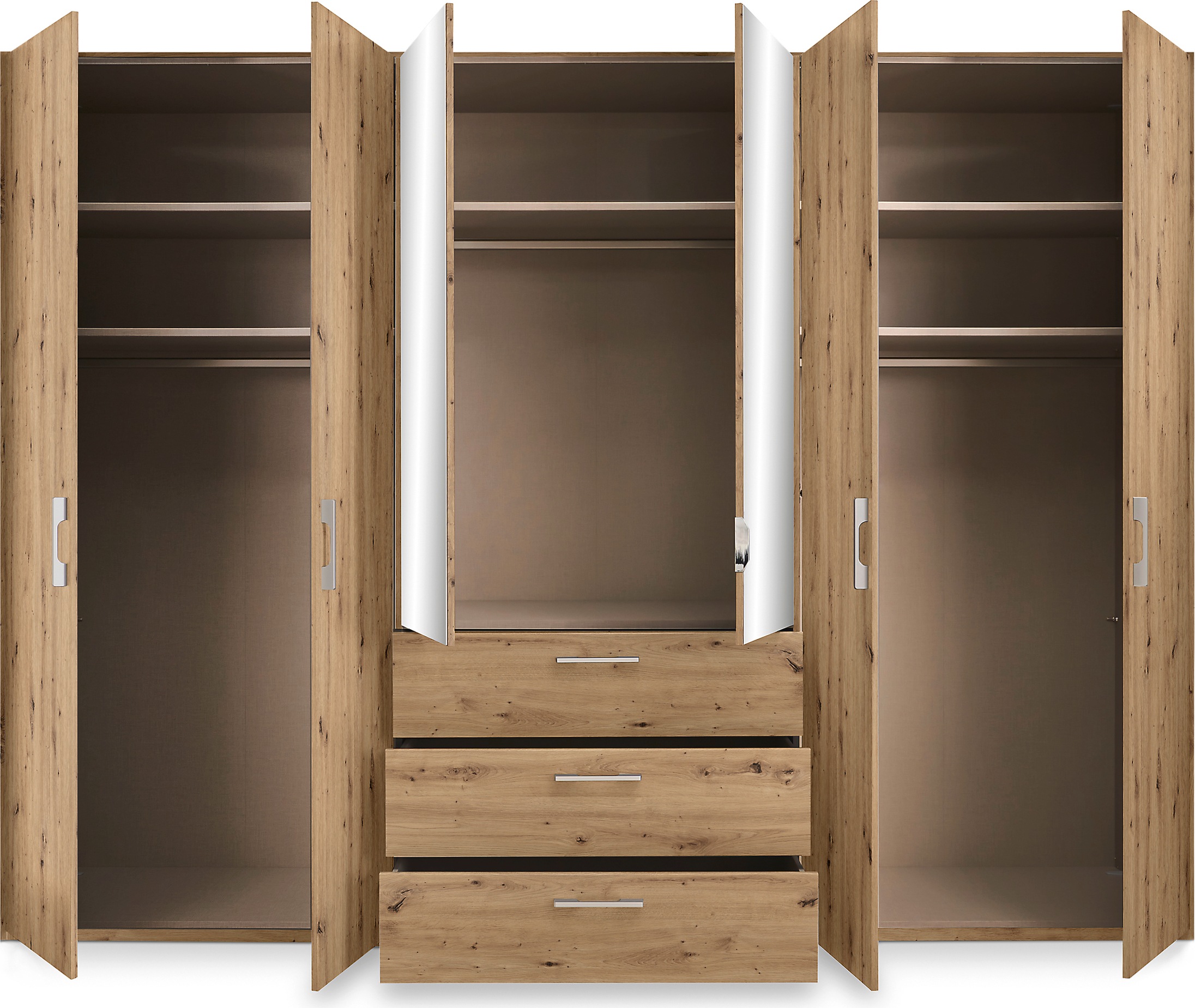 set one by Musterring Drehtürenschrank »Henderson«, mit Spiegel und 3 Schubladen, inkl. Fachböden und Kleiderstangen