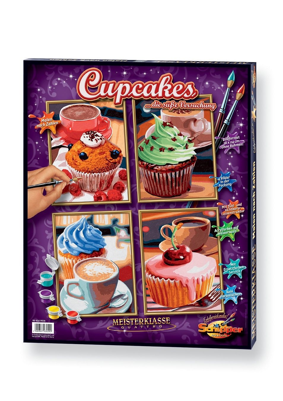 Cupcakes die süße Versuchung Malen nach Zahlen Schipper Quattro je 18 x 24 cm 