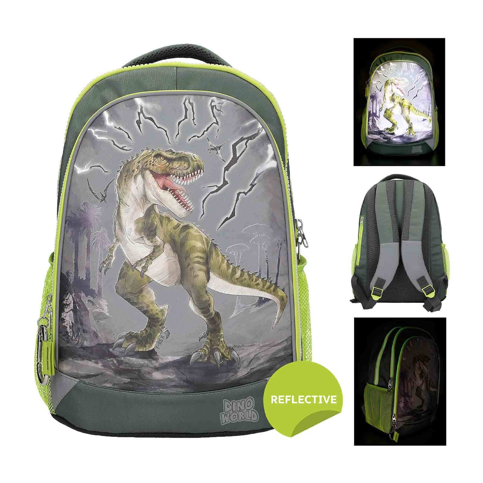 Depesche Rucksack »Schulrucksack Dino World 44 x 33 cm grau-grün«