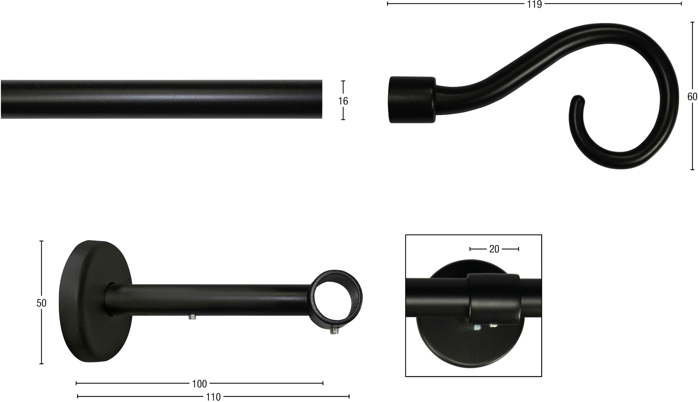 GARESA Gardinenstange »KROKUR«, 1 läufig-läufig, Wunschmaßlänge, Vorhanggarnitur, verlängerbar, Wandmontage, Spirale, ohne Ringe