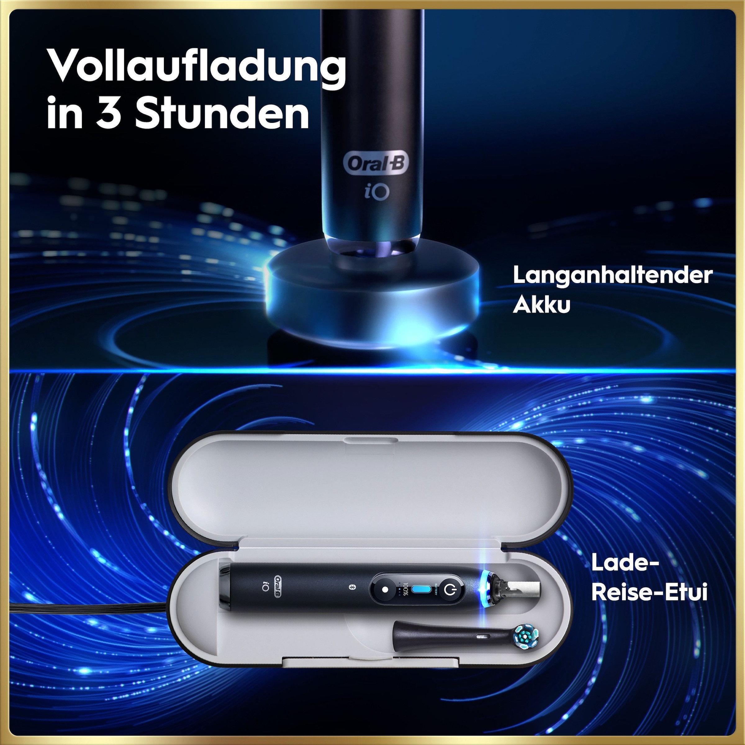 Oral-B Elektrische Zahnbürste »iO 9 Luxe Edition« 1 Stk. Aufsteckbürsten mit Magnet-Technologie, 7 Putzmodi, Farbdisplay & Lade-Reiseetui