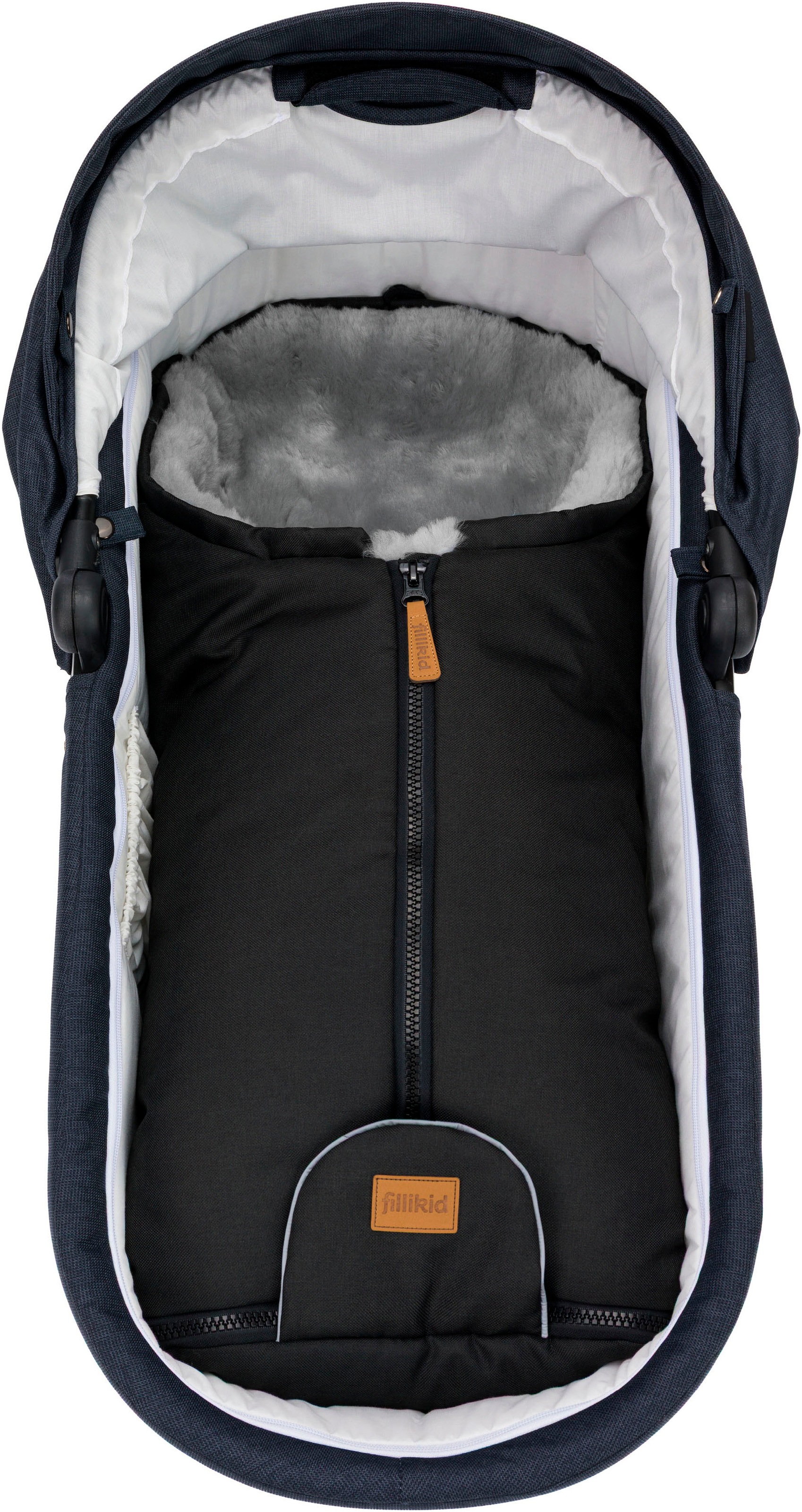 Fillikid Fußsack »Pamir Alpina, schwarz, Lammfell grau, Winterfußsack«, für Autositze Gr. 0 und Kinderwagen