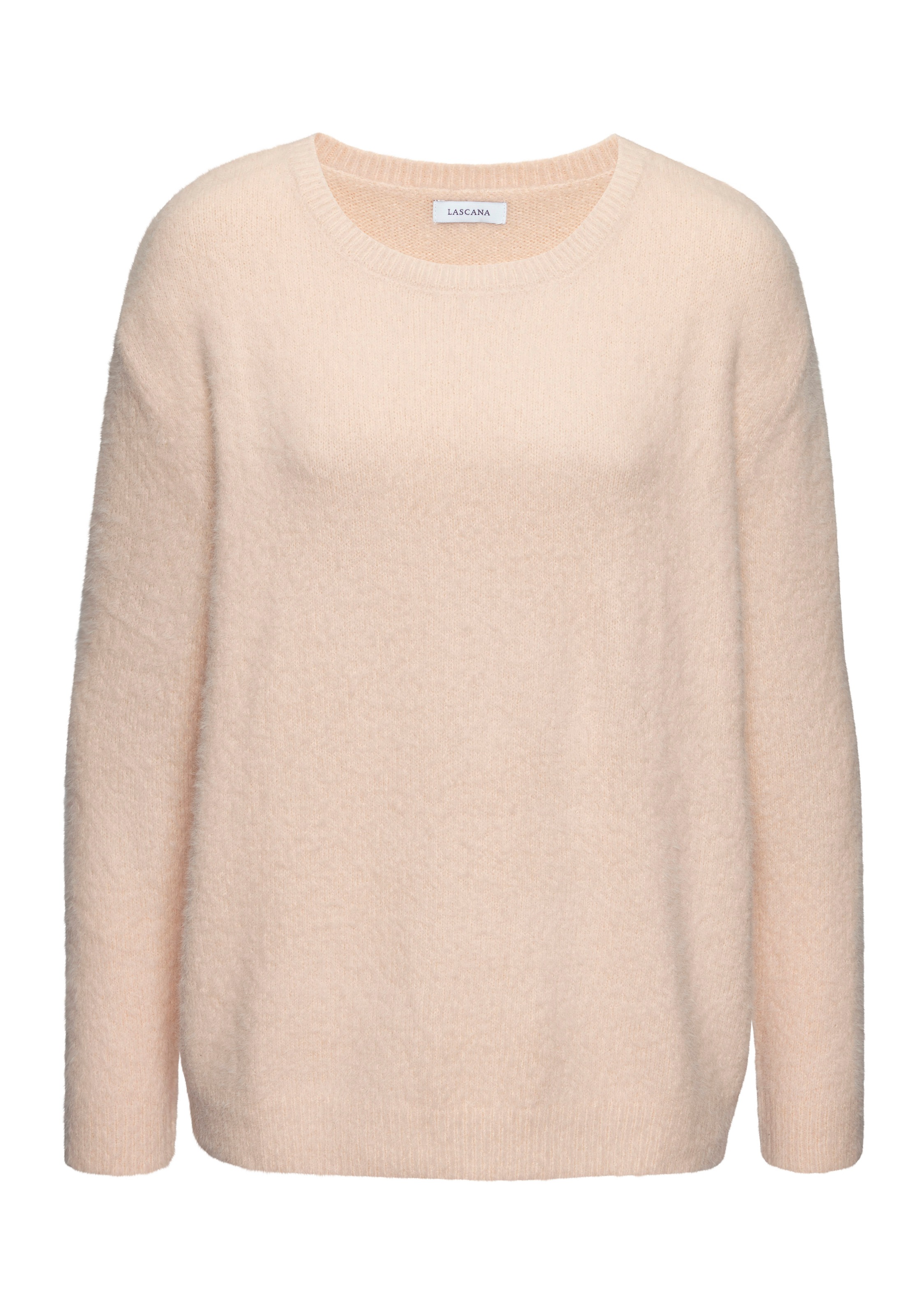 LASCANA Rundhalspullover mit Flausch-Effekt, lockerer Damenpullover, Basic
